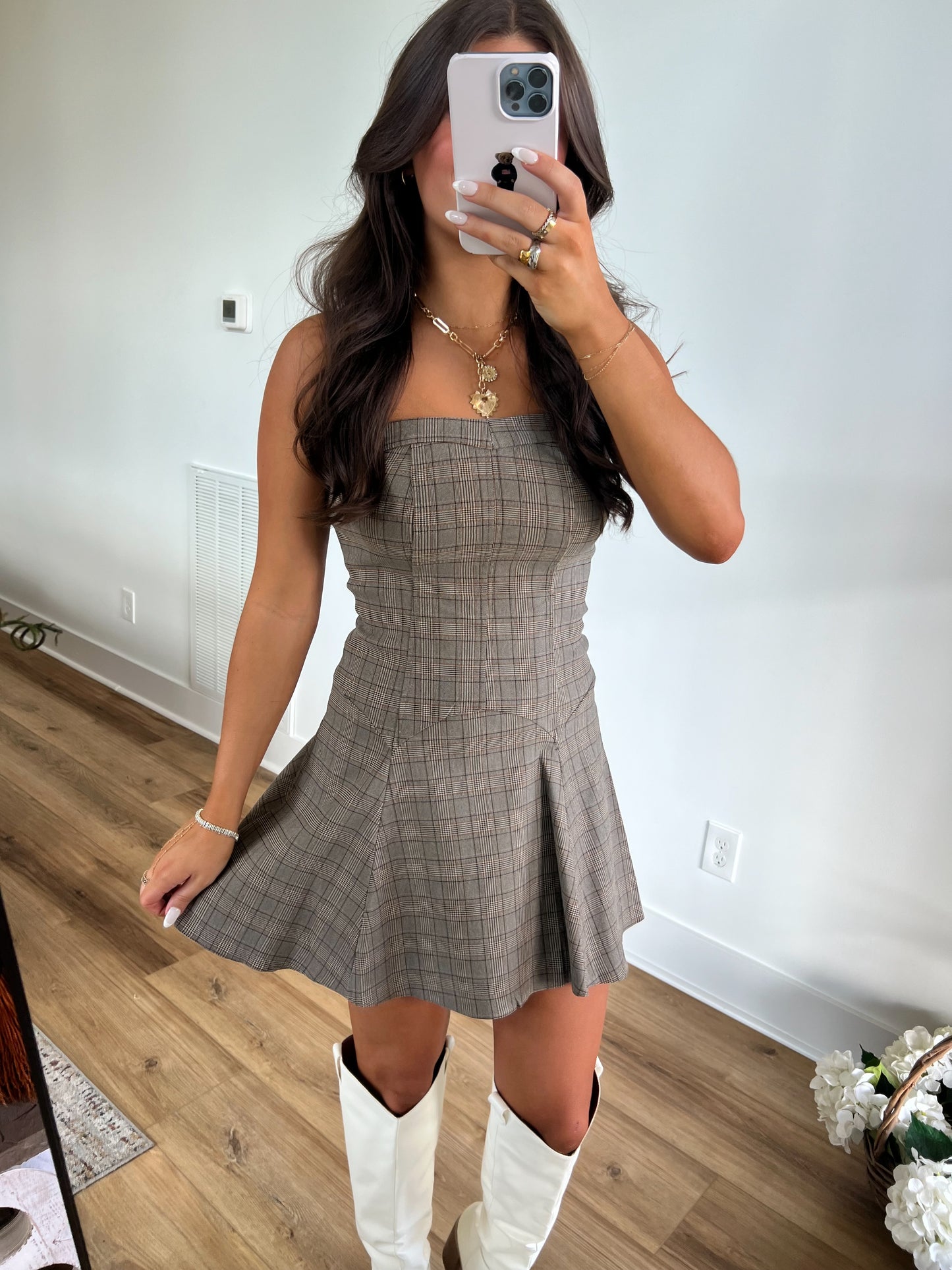 Plaid A-Line Mini Dress