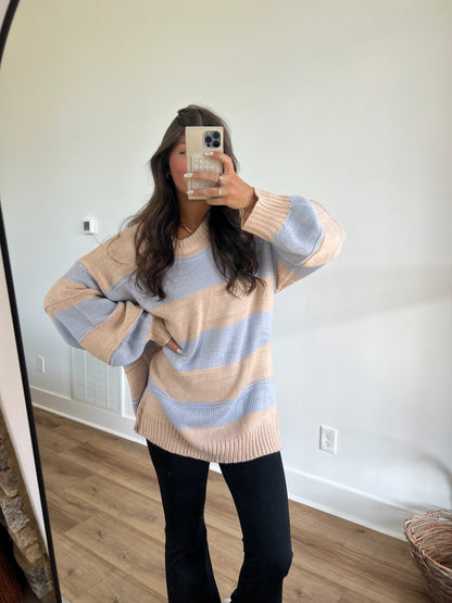 Baby Blue/Taupe Knit Sweater