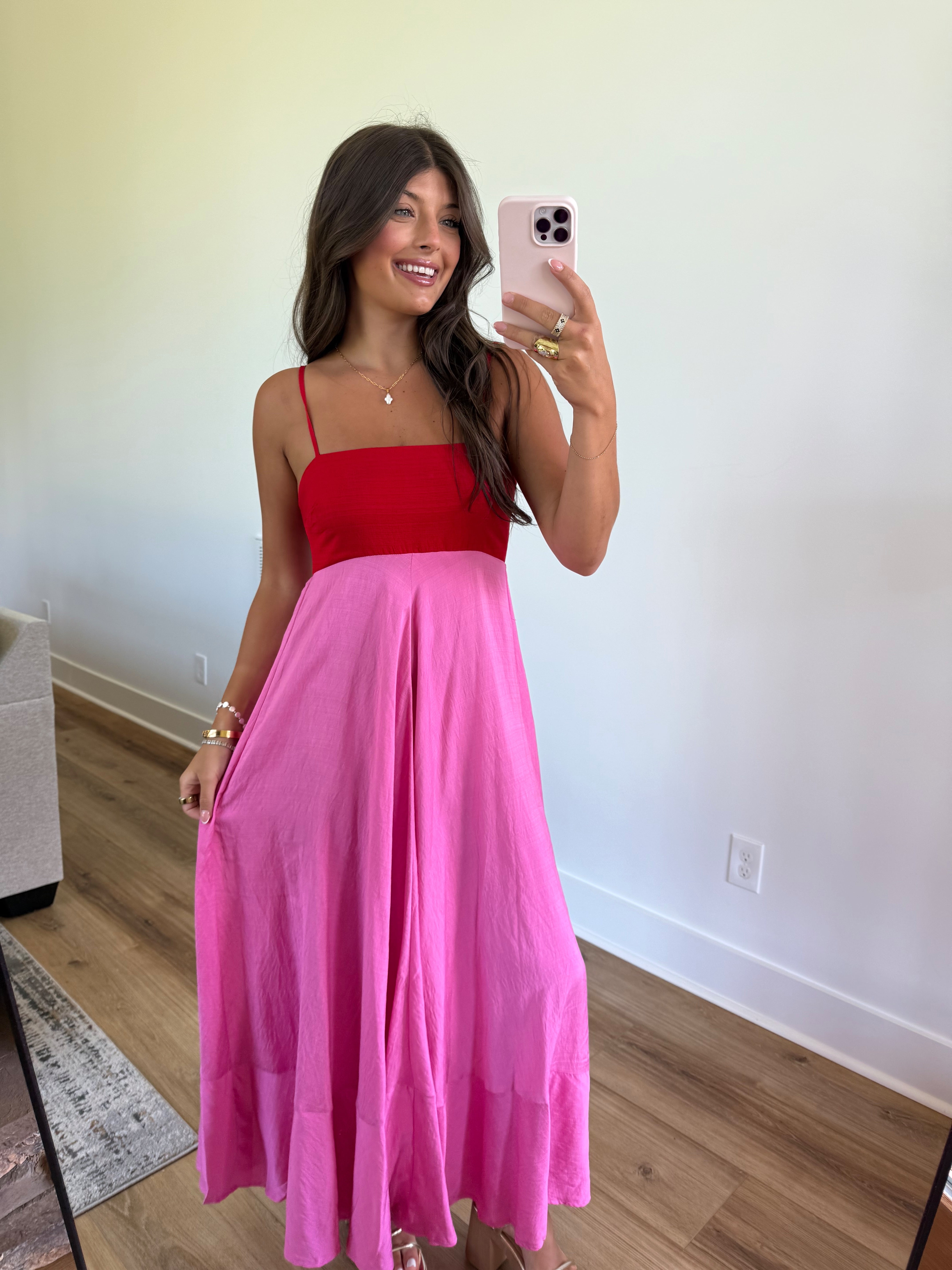 Island Glow Maxi Dress (Red/Pink)