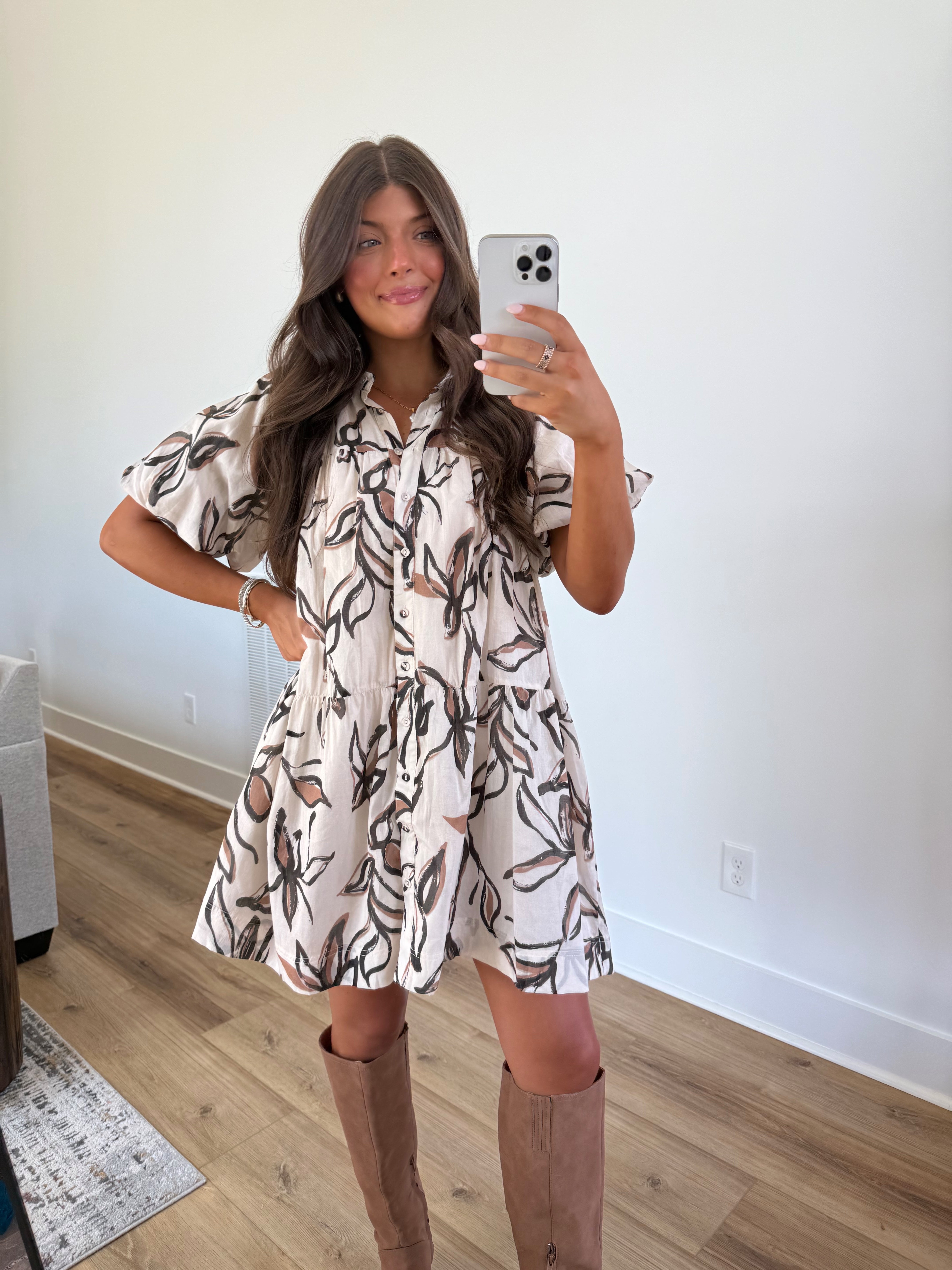Cinnamon Leafs Mini Dress
