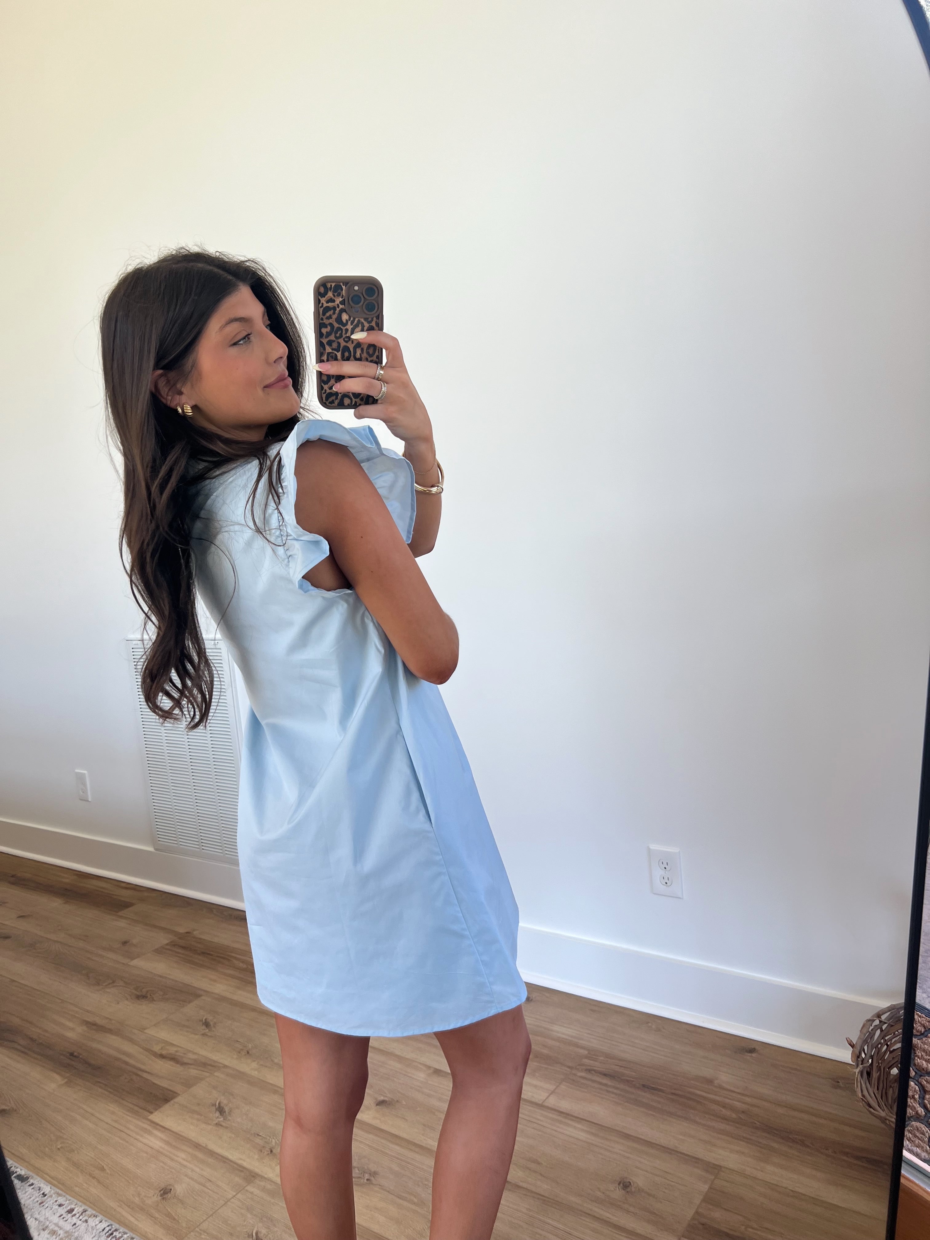Baby Blue Pin Tuck Mini Dress