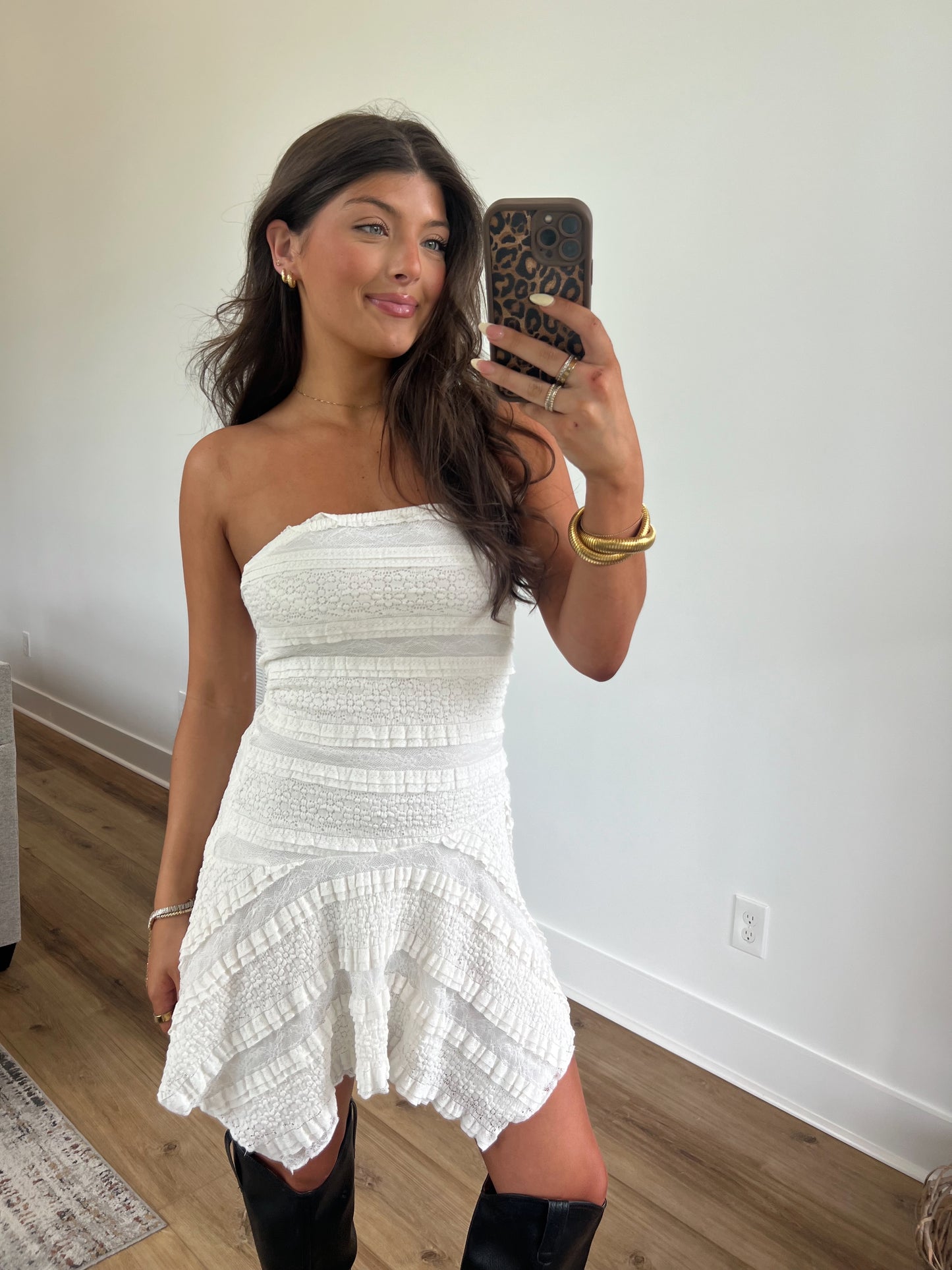 Howdy Lace Asymmetrical Mini Dress