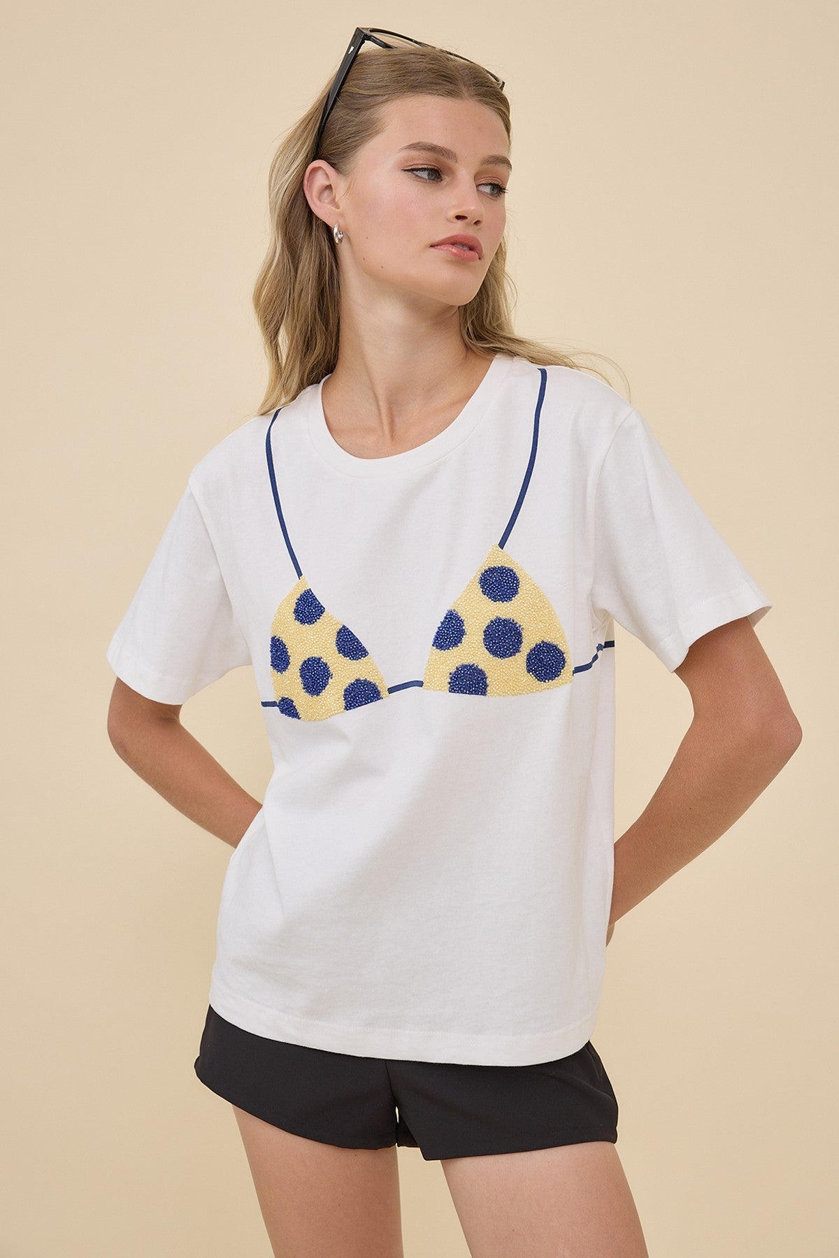 Polka Dot Bikini Tee (Yellow/Blue)