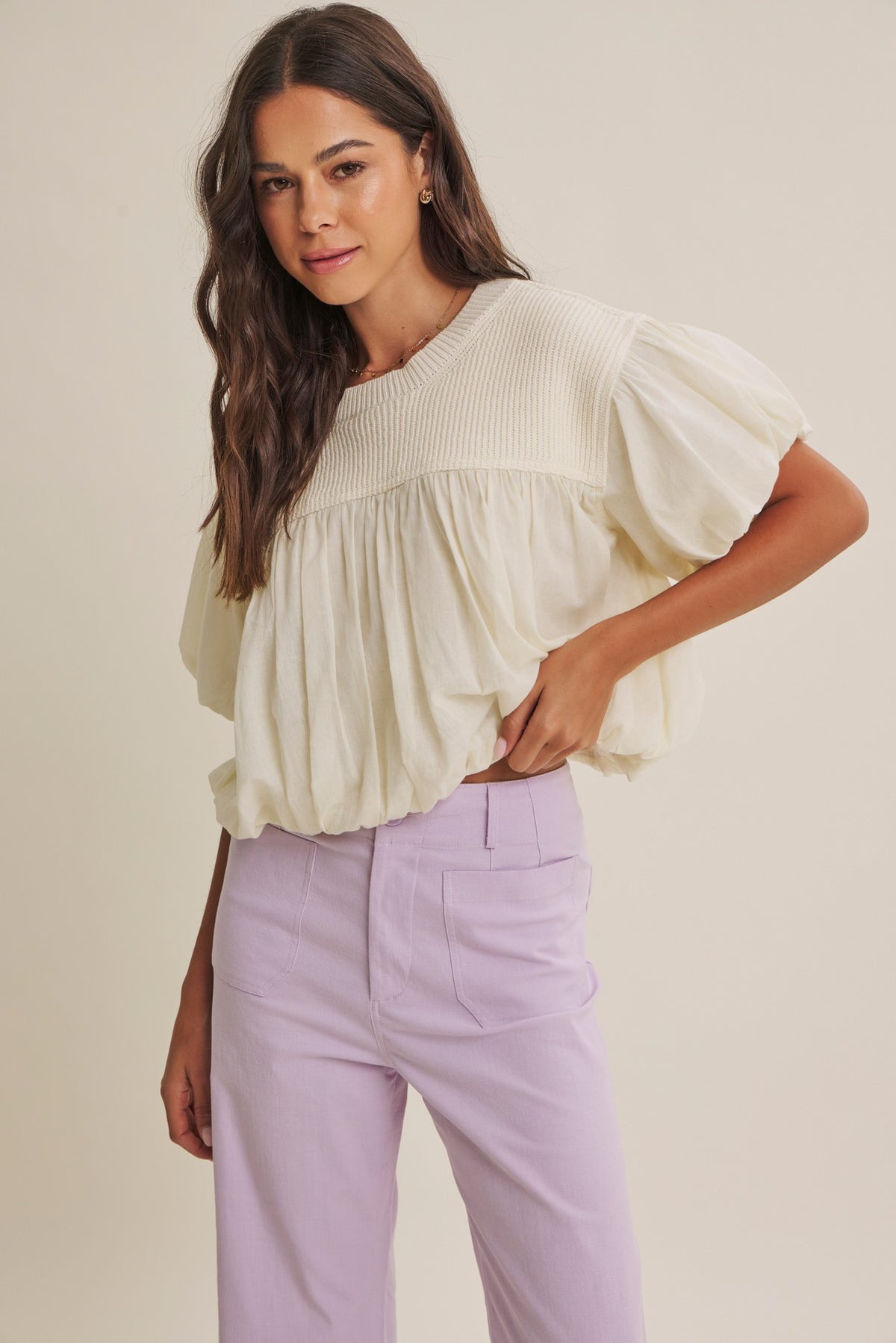 Poppy Cream Top