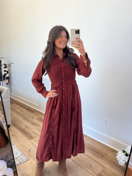 Wine Western Bodice Maxi Dress