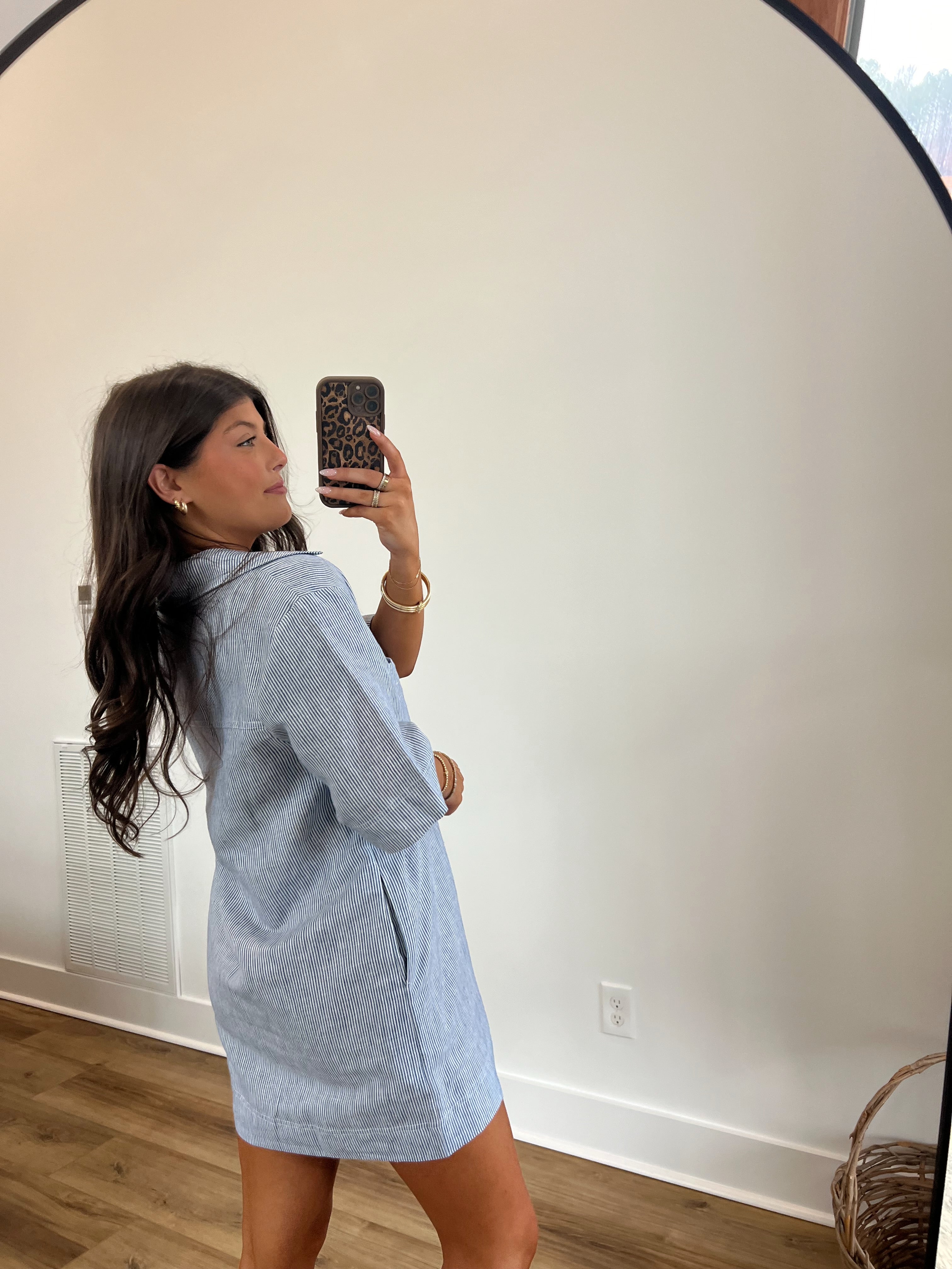 Blue Stripes Linen T-Shirt Dress (Restock)