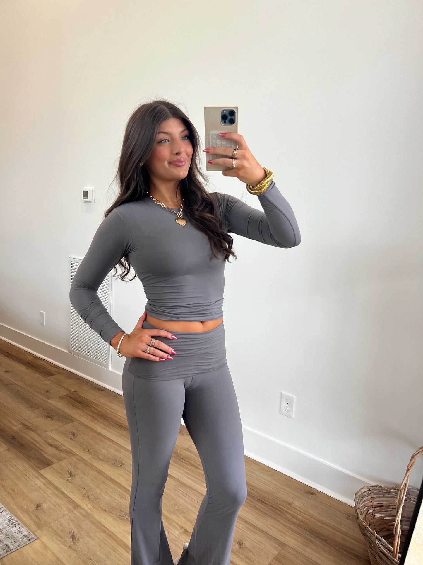 Princess Grey Fold Over Leggings Set