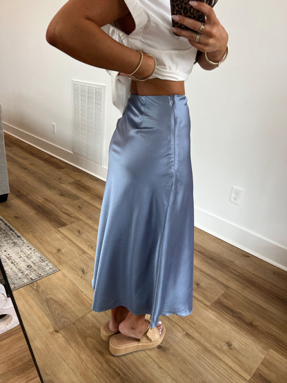 Sky Blue Silk Skirt