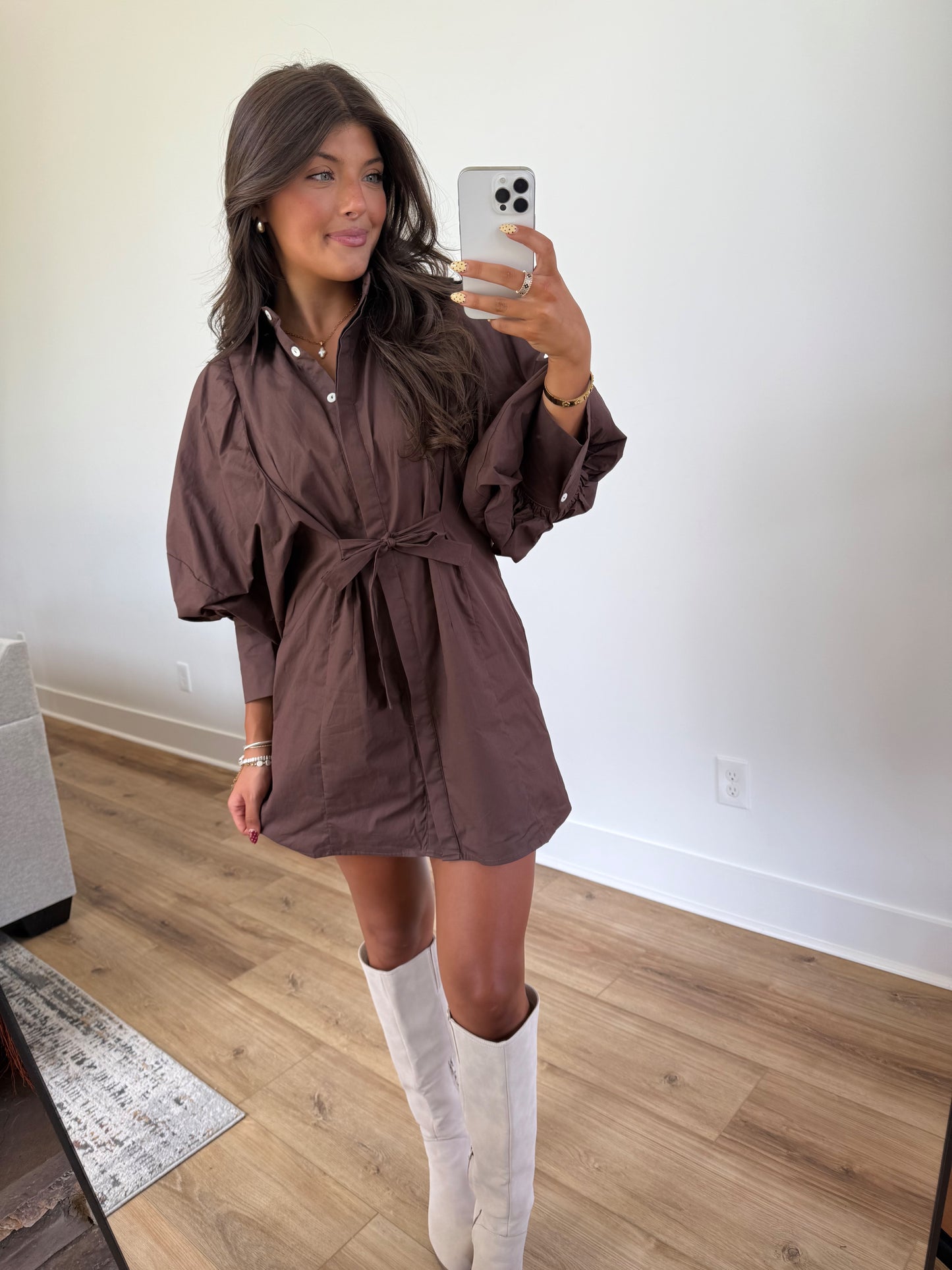 Sunday Morning Dress (Brown)(PRE-ORDER (1-2 weeks)/ Restock)