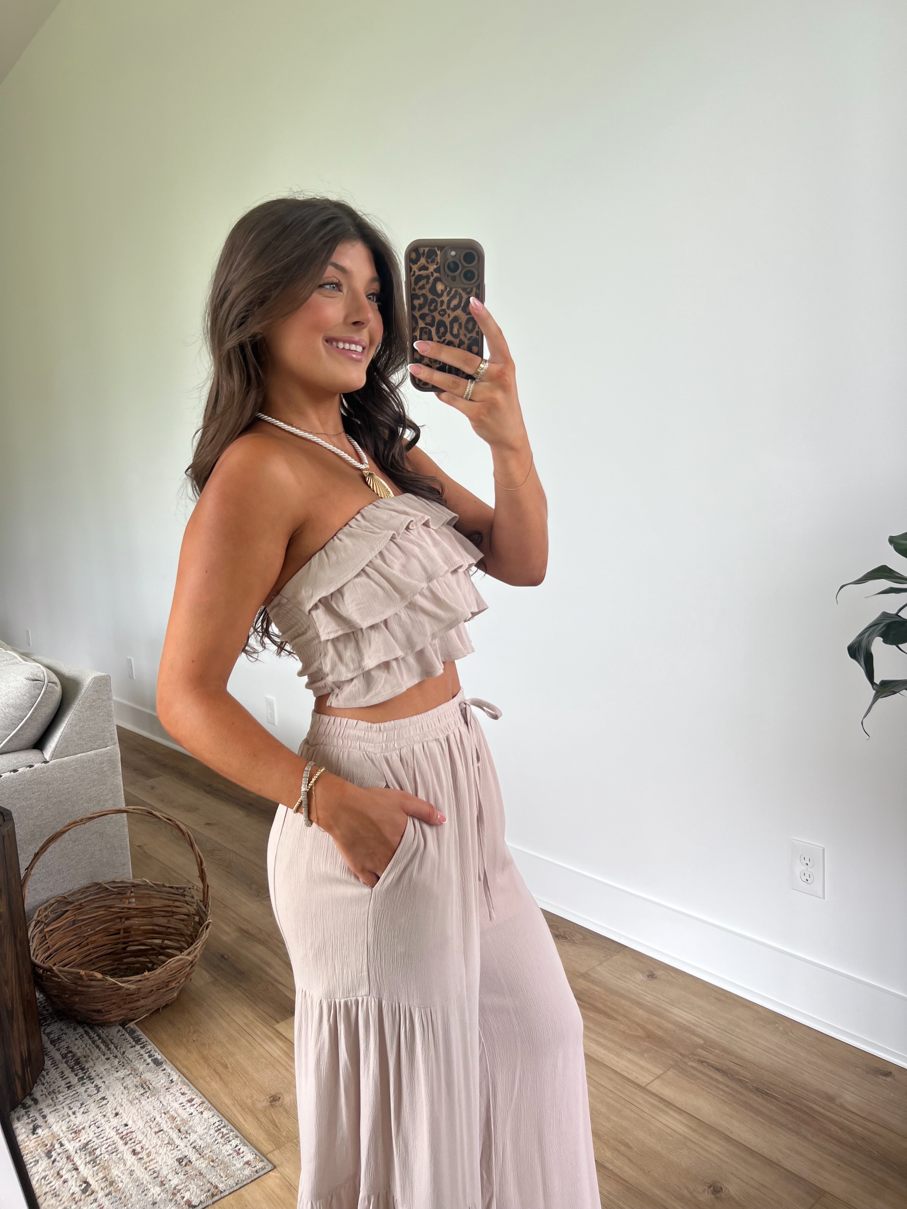 Sand Ruffle Pants Set