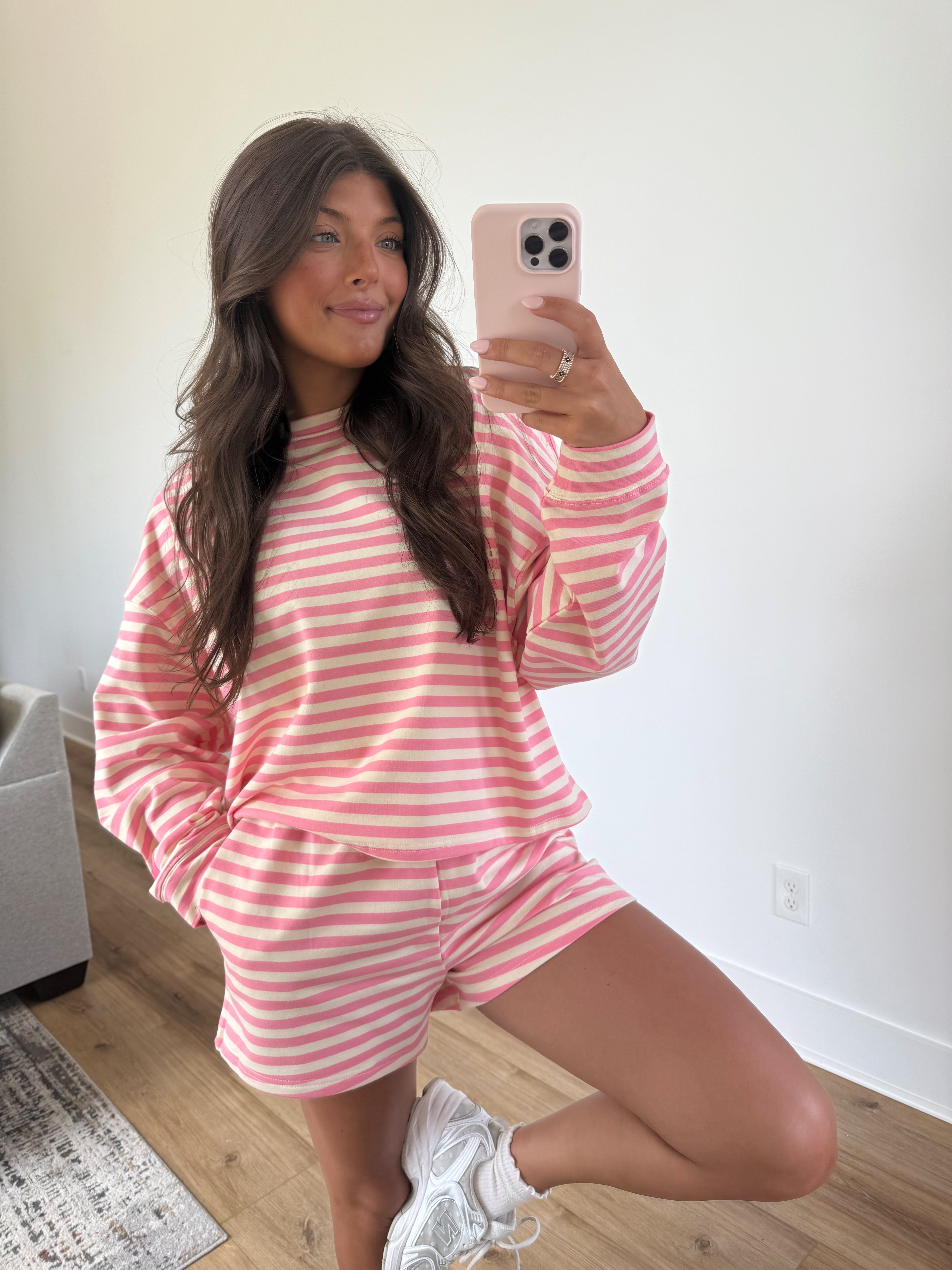 Strawberry Stripe Shorts Set