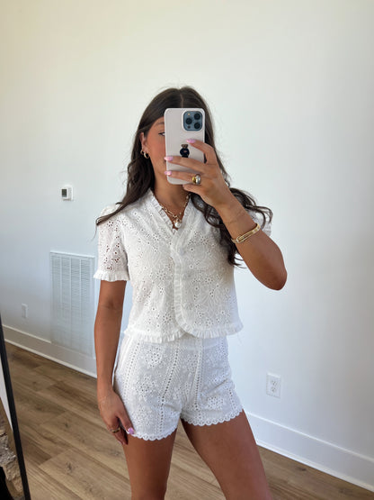 Summer Eyelet Shorts Set