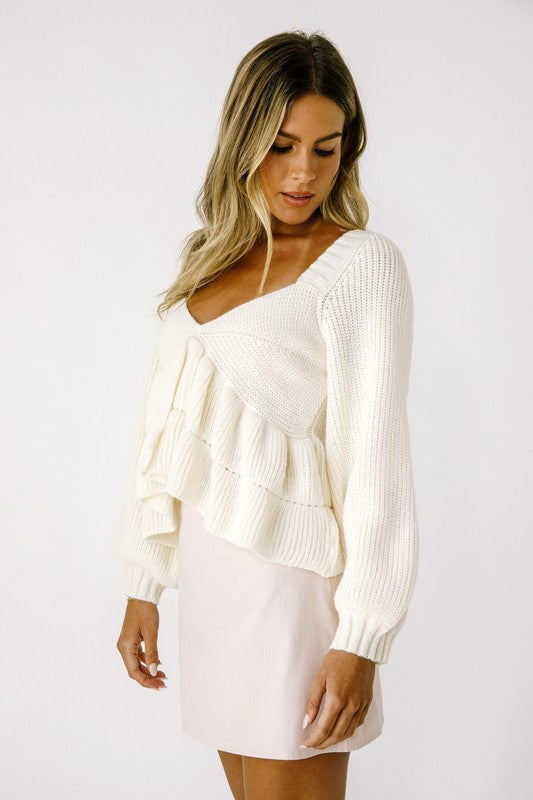 Cream Knit Babydoll Top (PRE-ORDER/Restock)