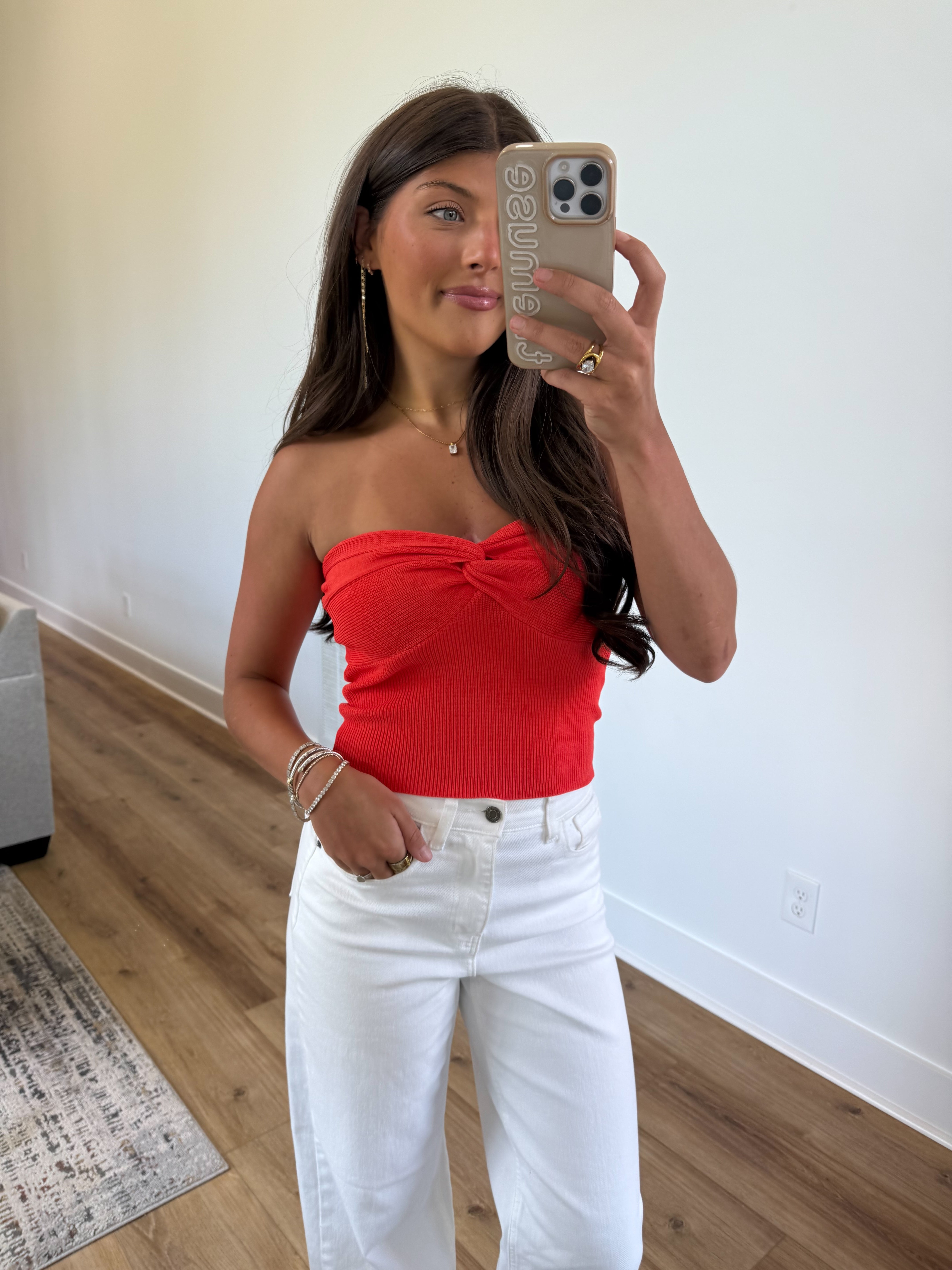 Front Twist Tube Top (Coral)