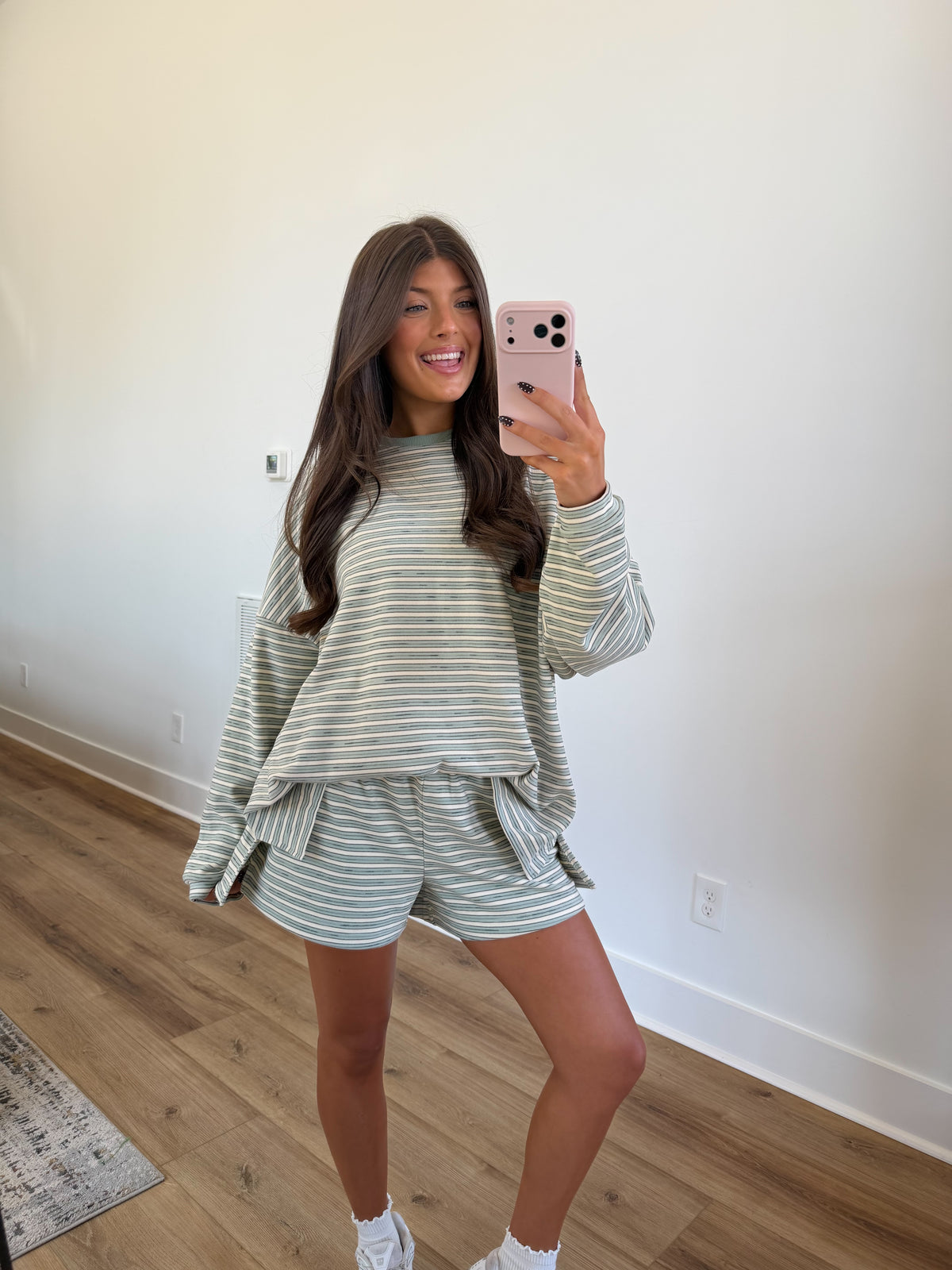 Mint Stripe Shorts Set