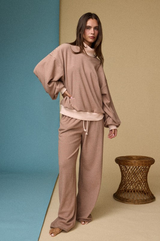 Latte Stripe Lounge Set