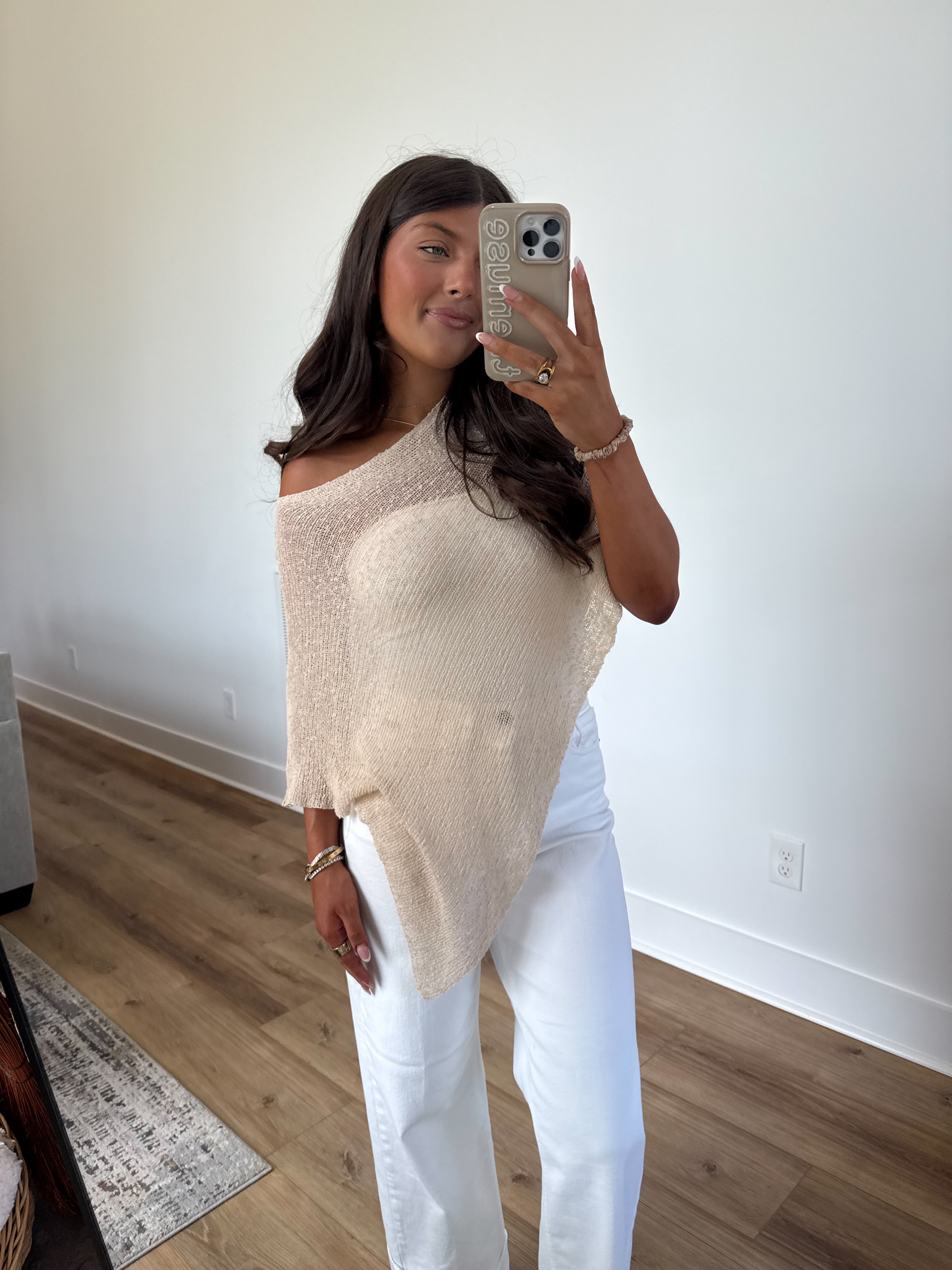 Beige Poncho Top