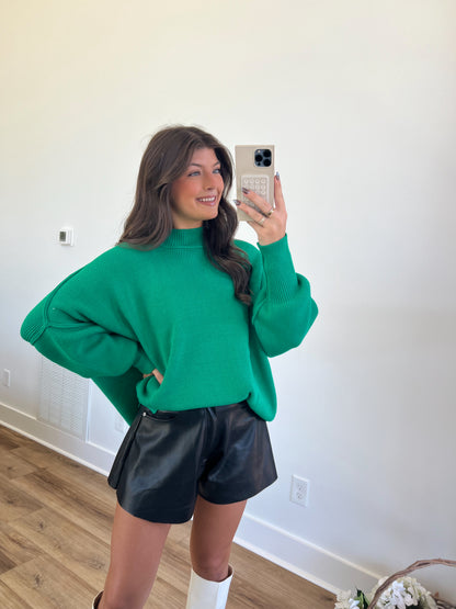 Kelly Green Essential Oversized Cozy Knit Sweater