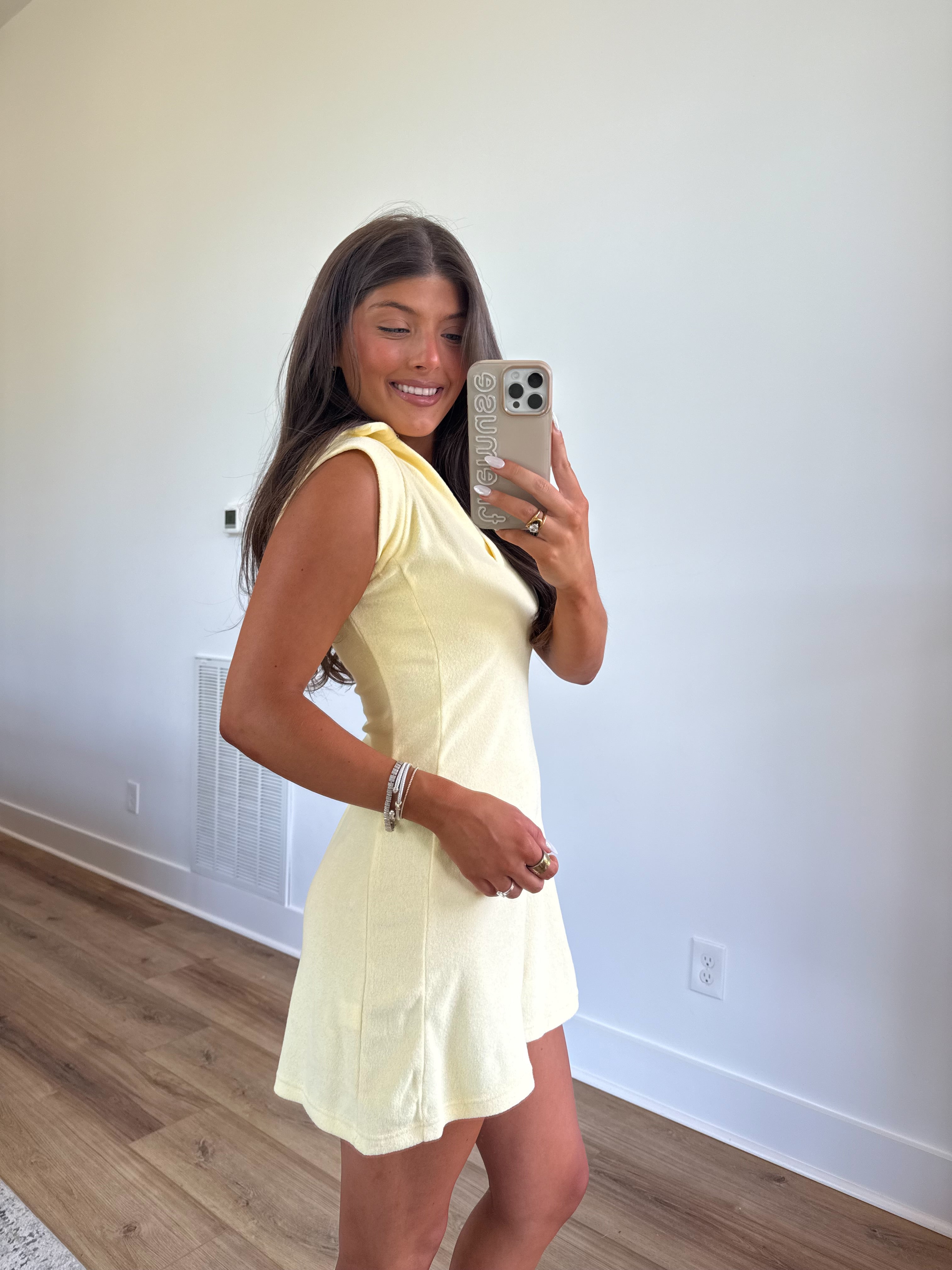 Yellow Terry Cloth Mini Dress