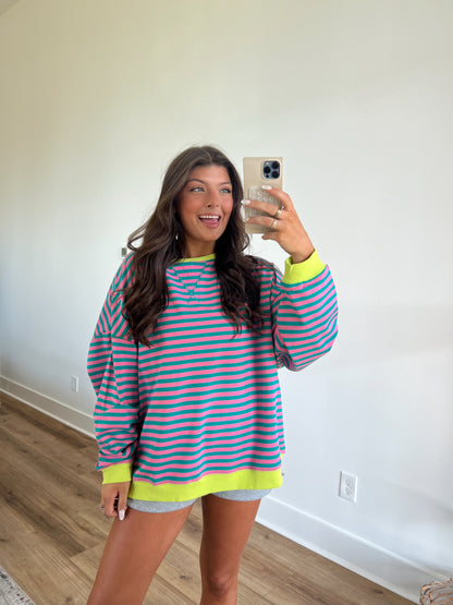 Khloe Pink/Blue/Yellow Stripe Top