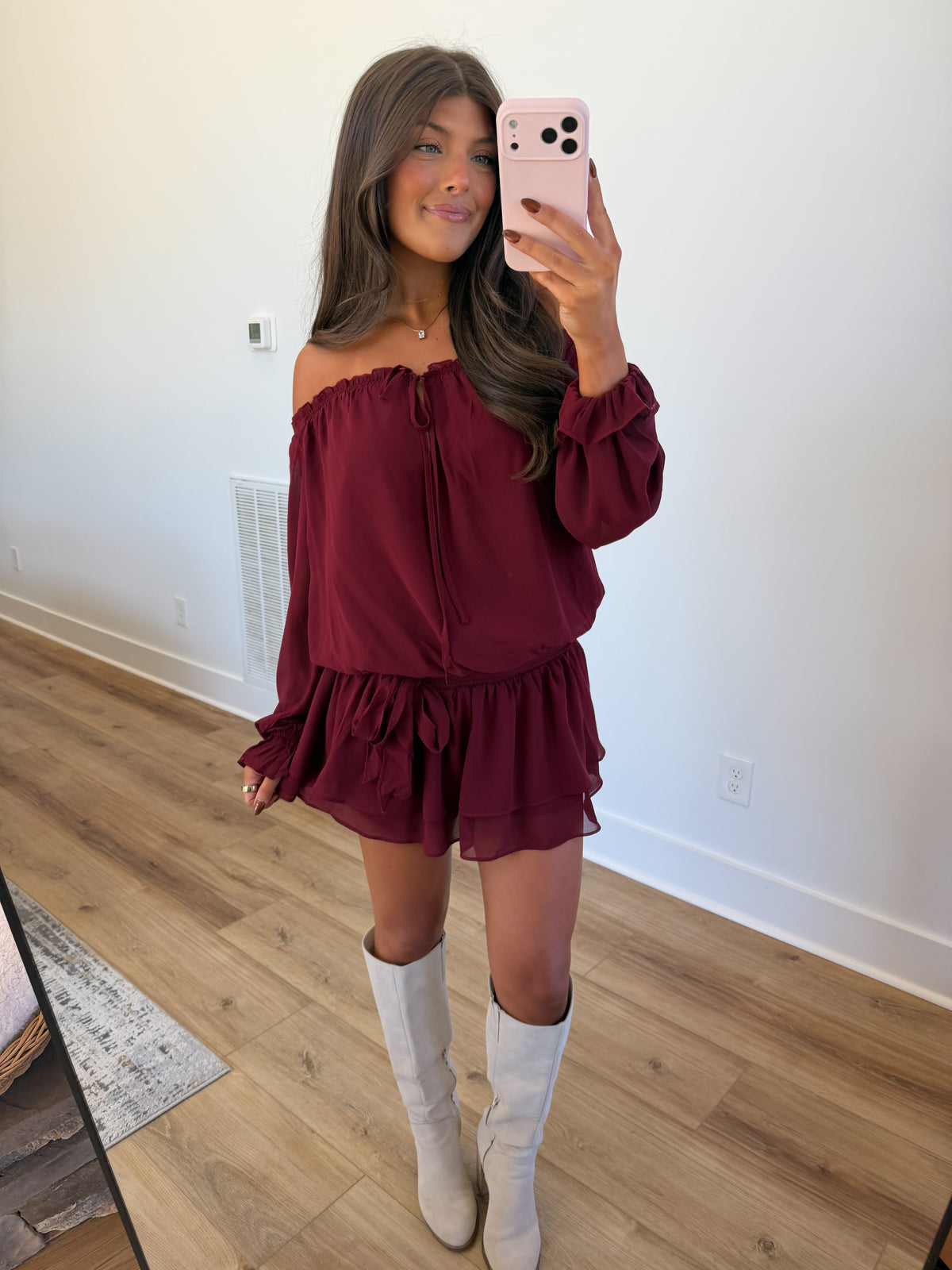 Wine Ruffle Romper