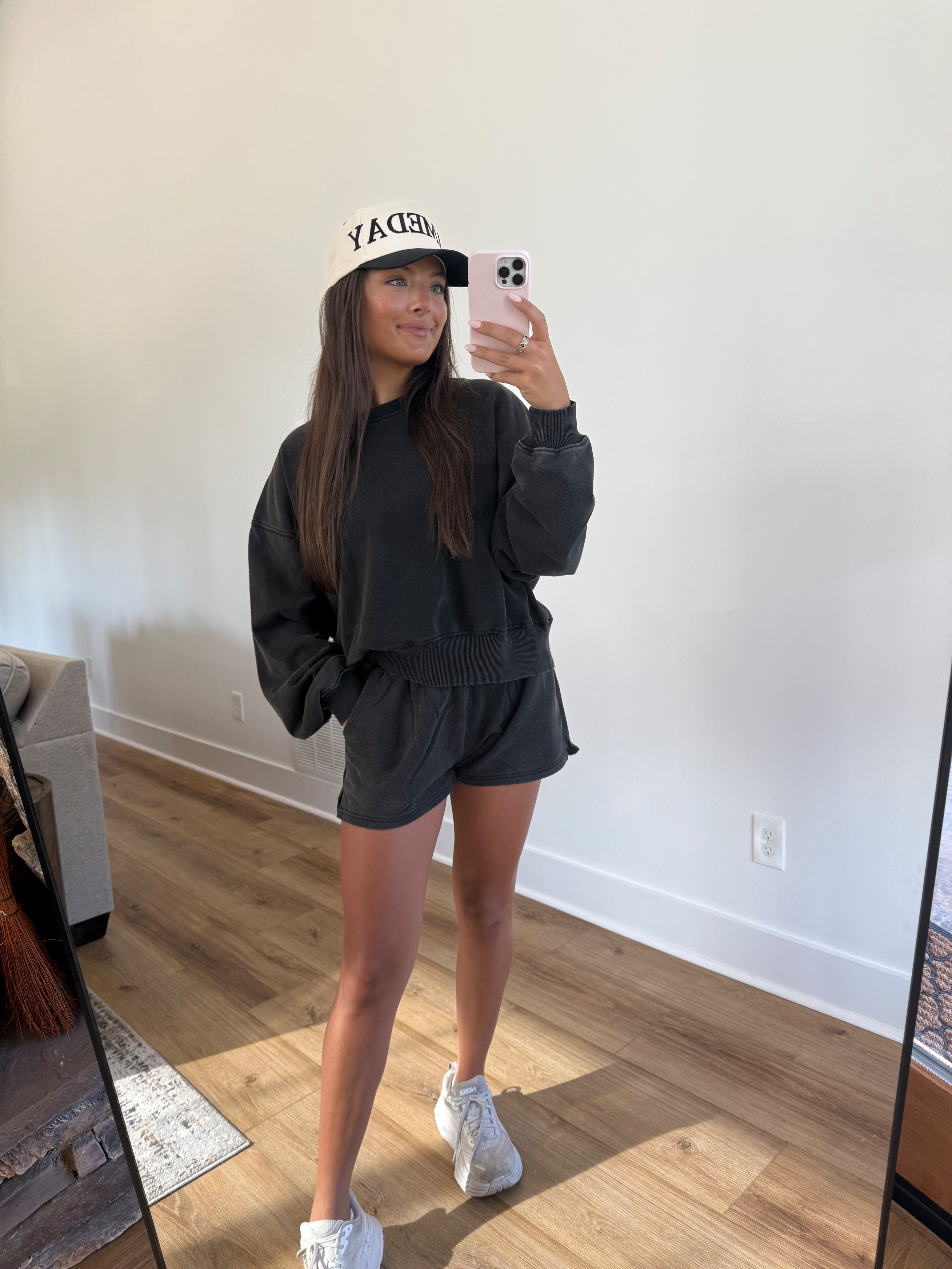 Washed Black Sweatshort Set
