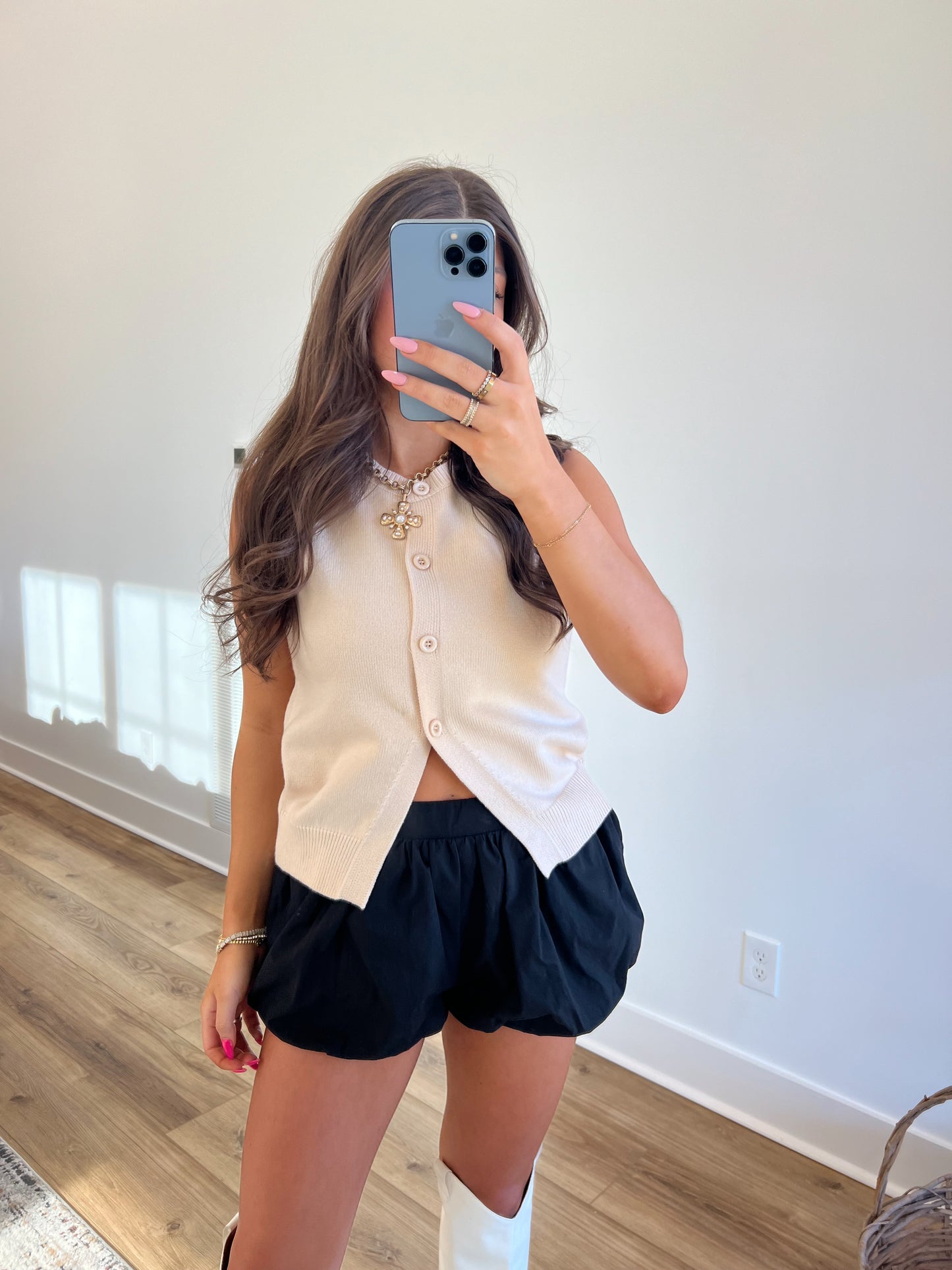 Black Dainty Bubble Shorts