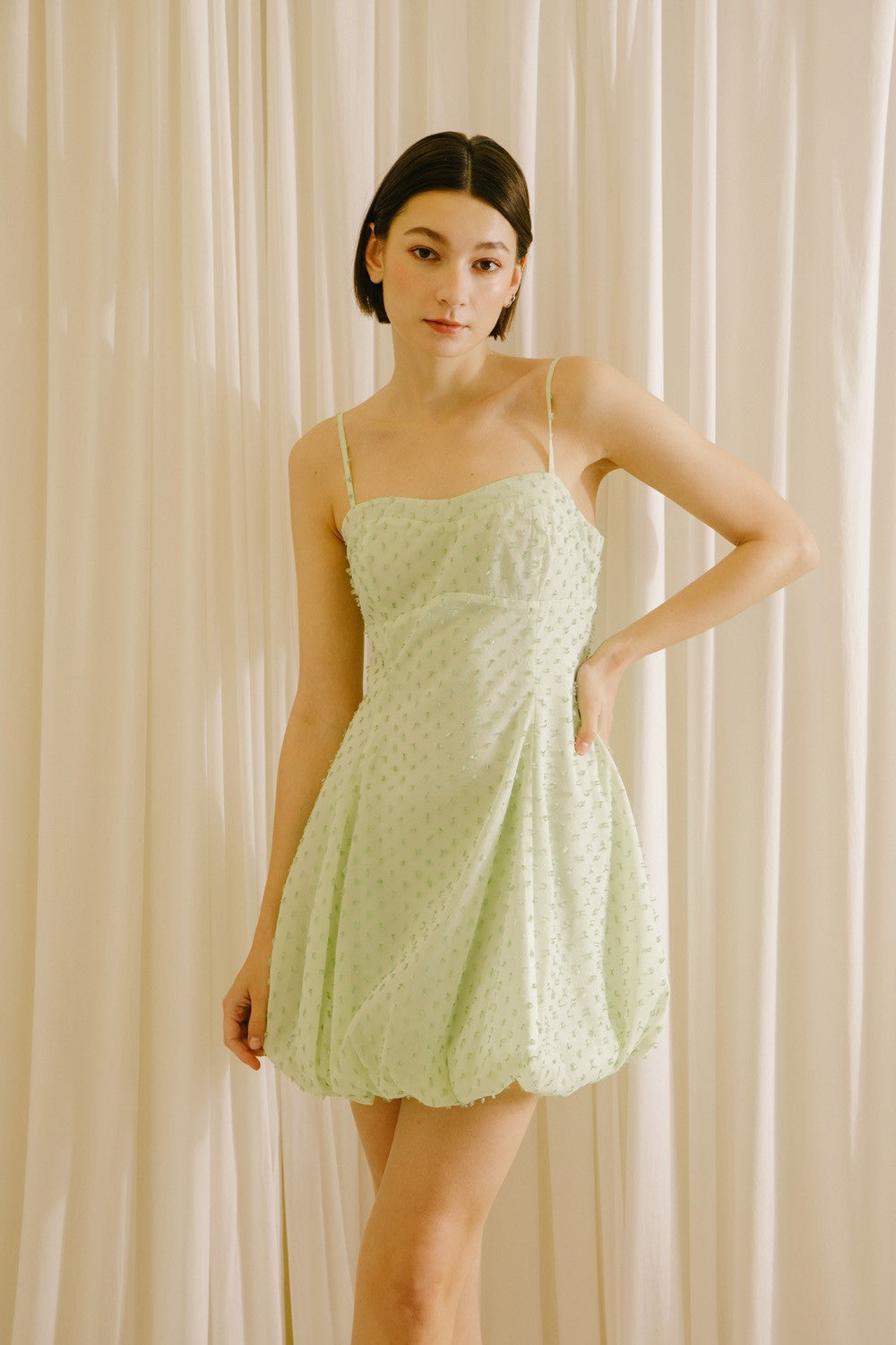 Sage Gathered Hem Mini