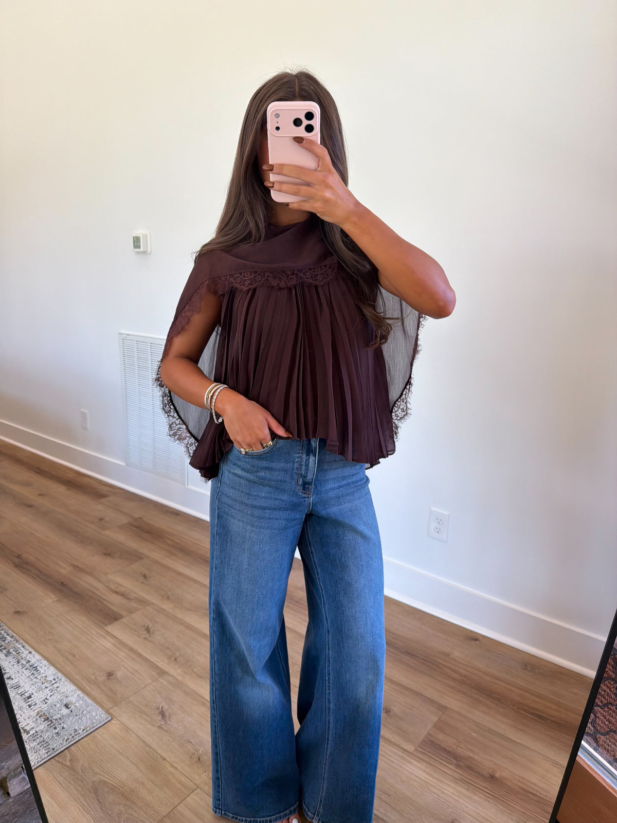 Brown Pleat Blouse