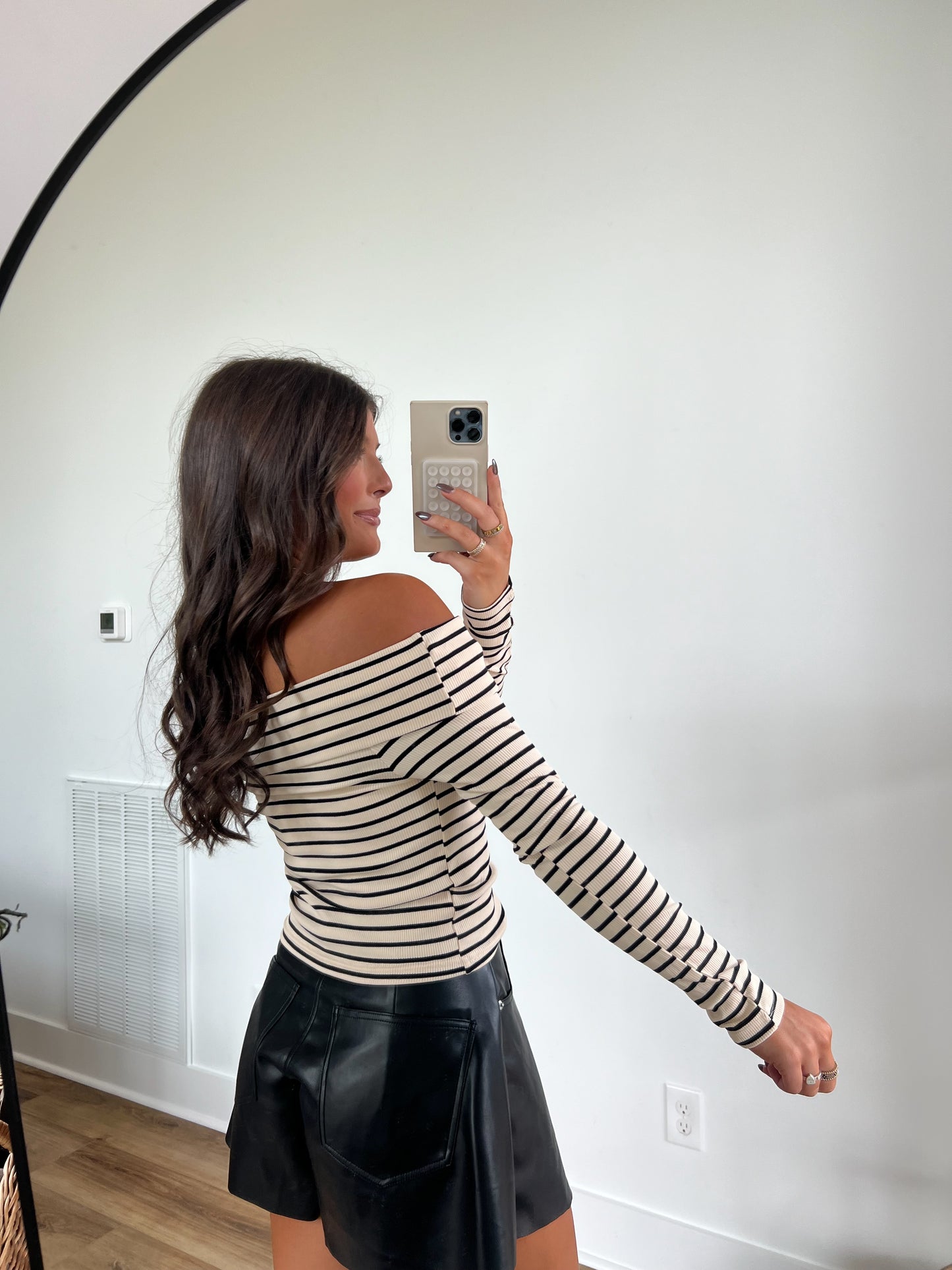 Paris Girl Off The Shoulder Stripe Top