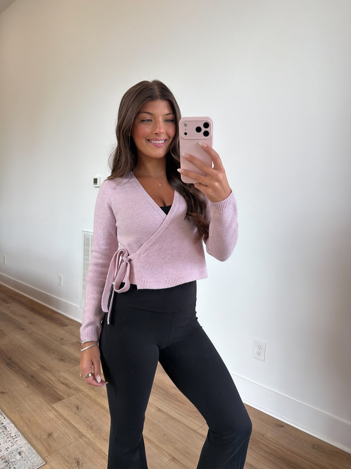 Mia Wrap Sweater (Blush)