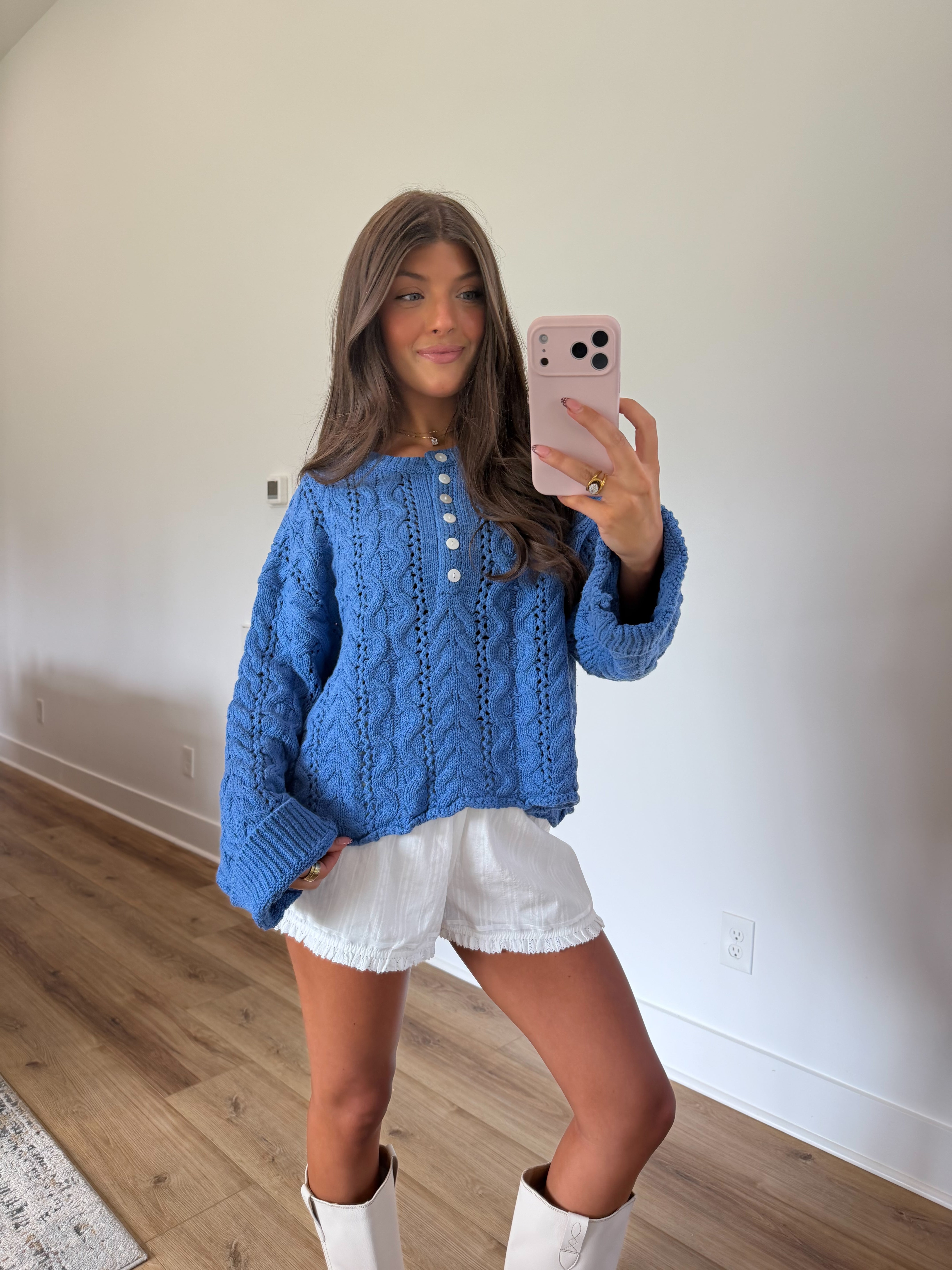 Blue Cable Knit Sweater