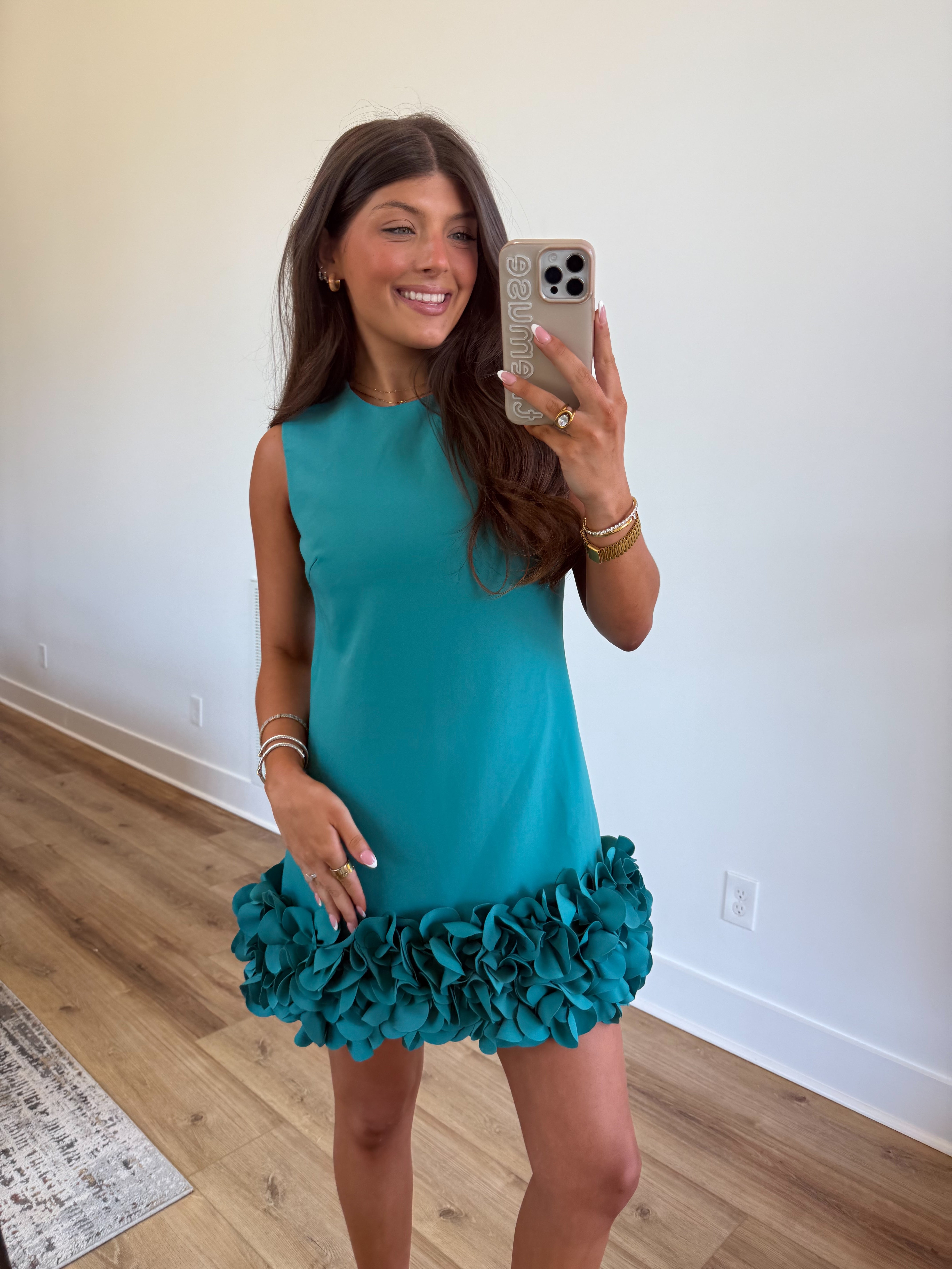 Teal Drop Ruffle Mini Dress (PRE-ORDER (MAY 8TH)/ Restock)