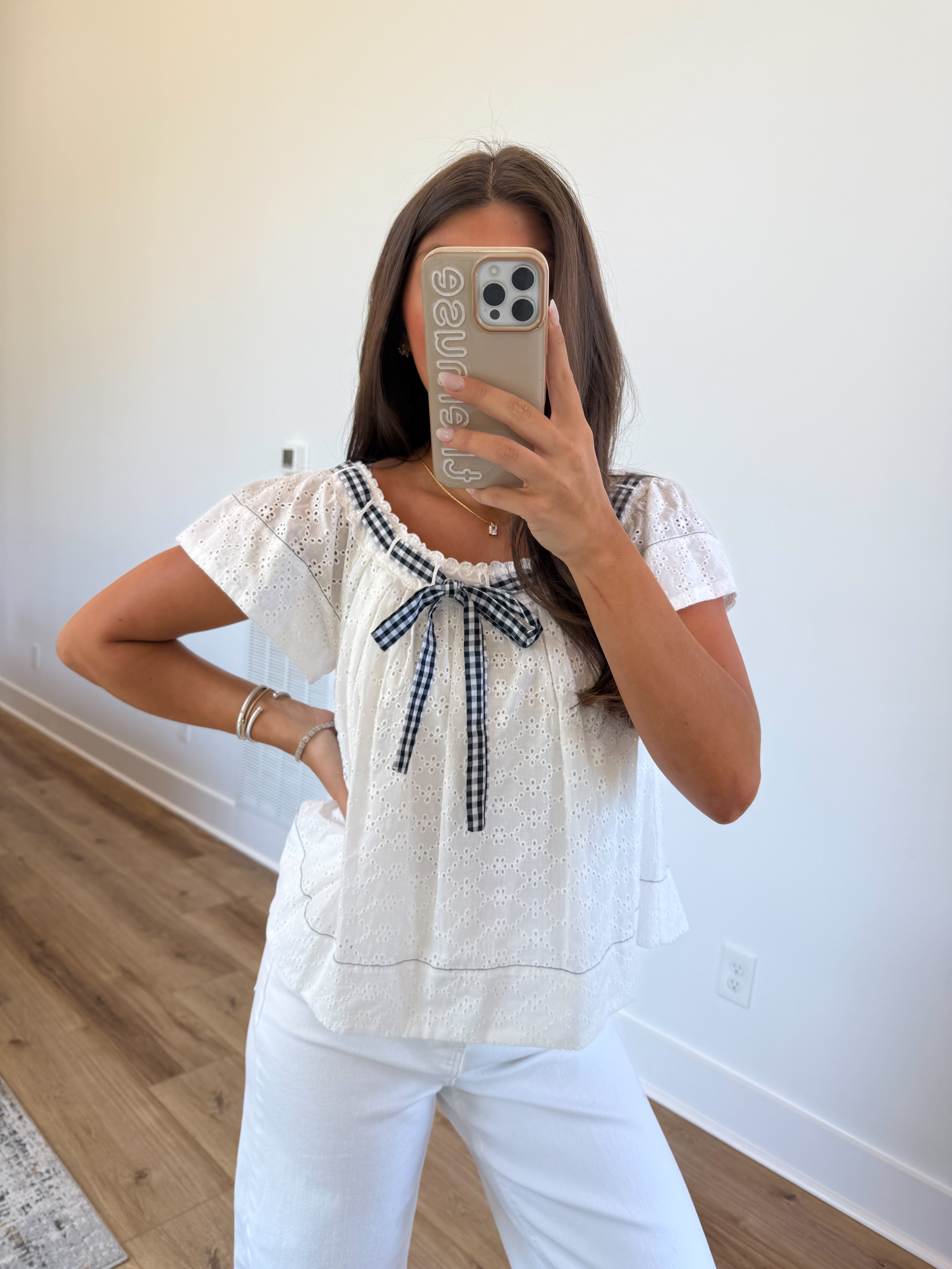 Gingham Babydoll Blouse
