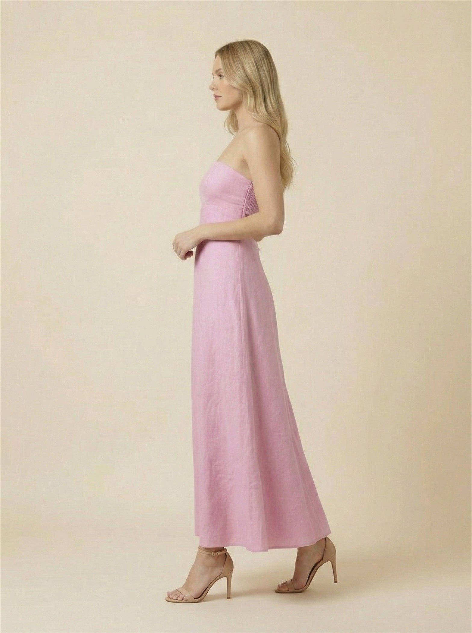 Pink Linen Maxi Dress