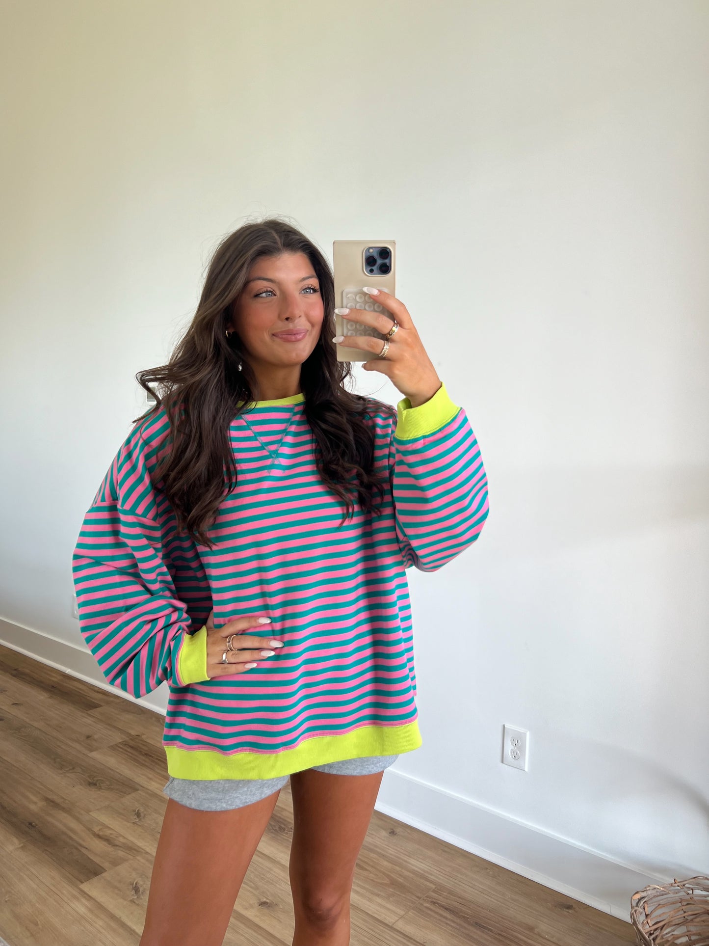 Khloe Pink/Blue/Yellow Stripe Top