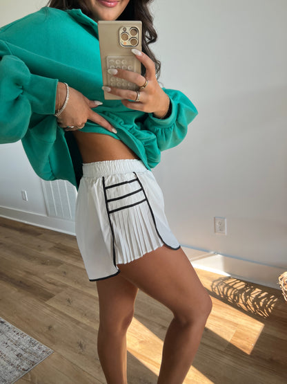 White Contrast Flutter Shorts