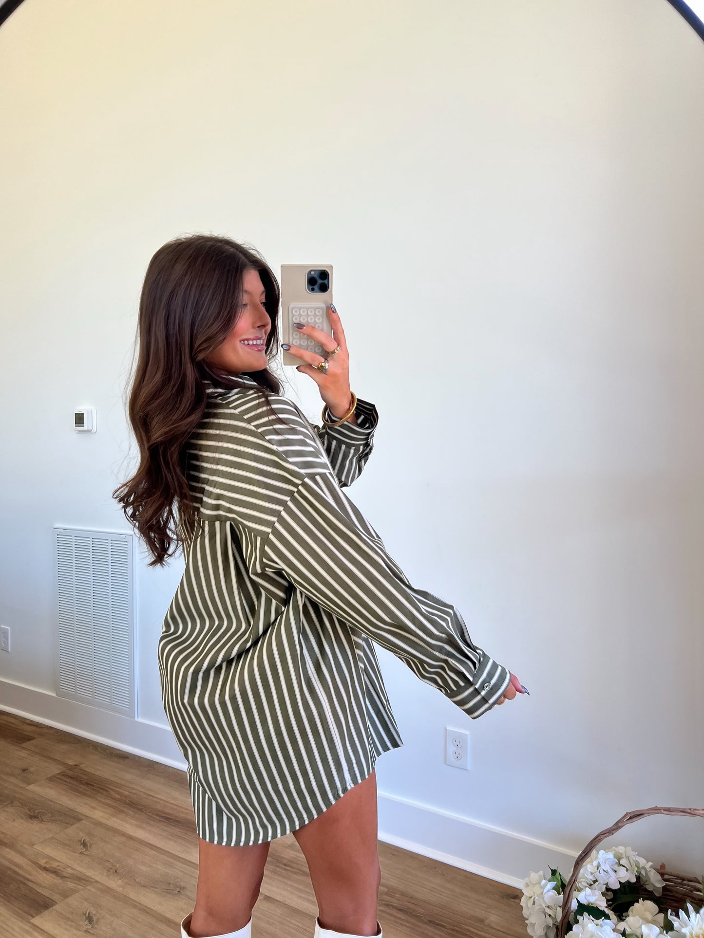 Green Stripe T-Shirt Dress