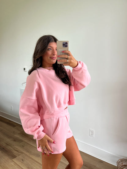 Pink Lounge Sweatshort Set