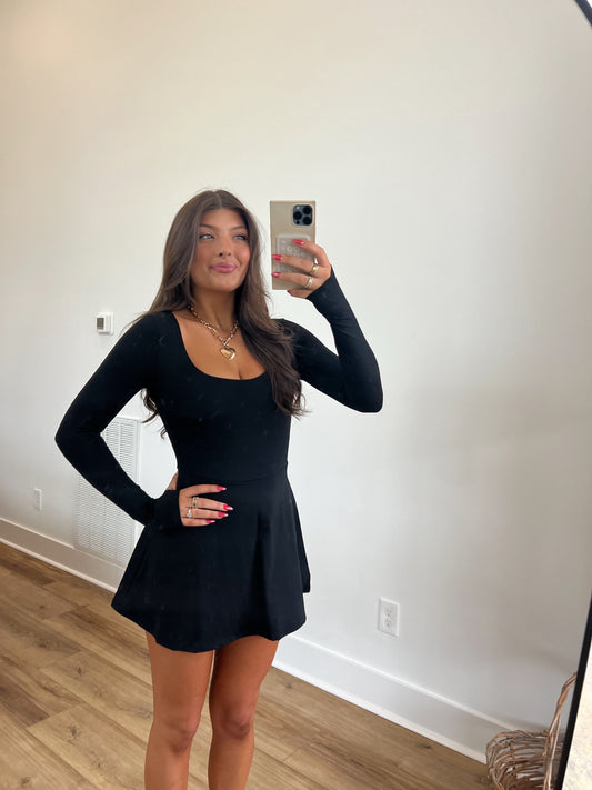 Black Scoop Neck Athletic Dress