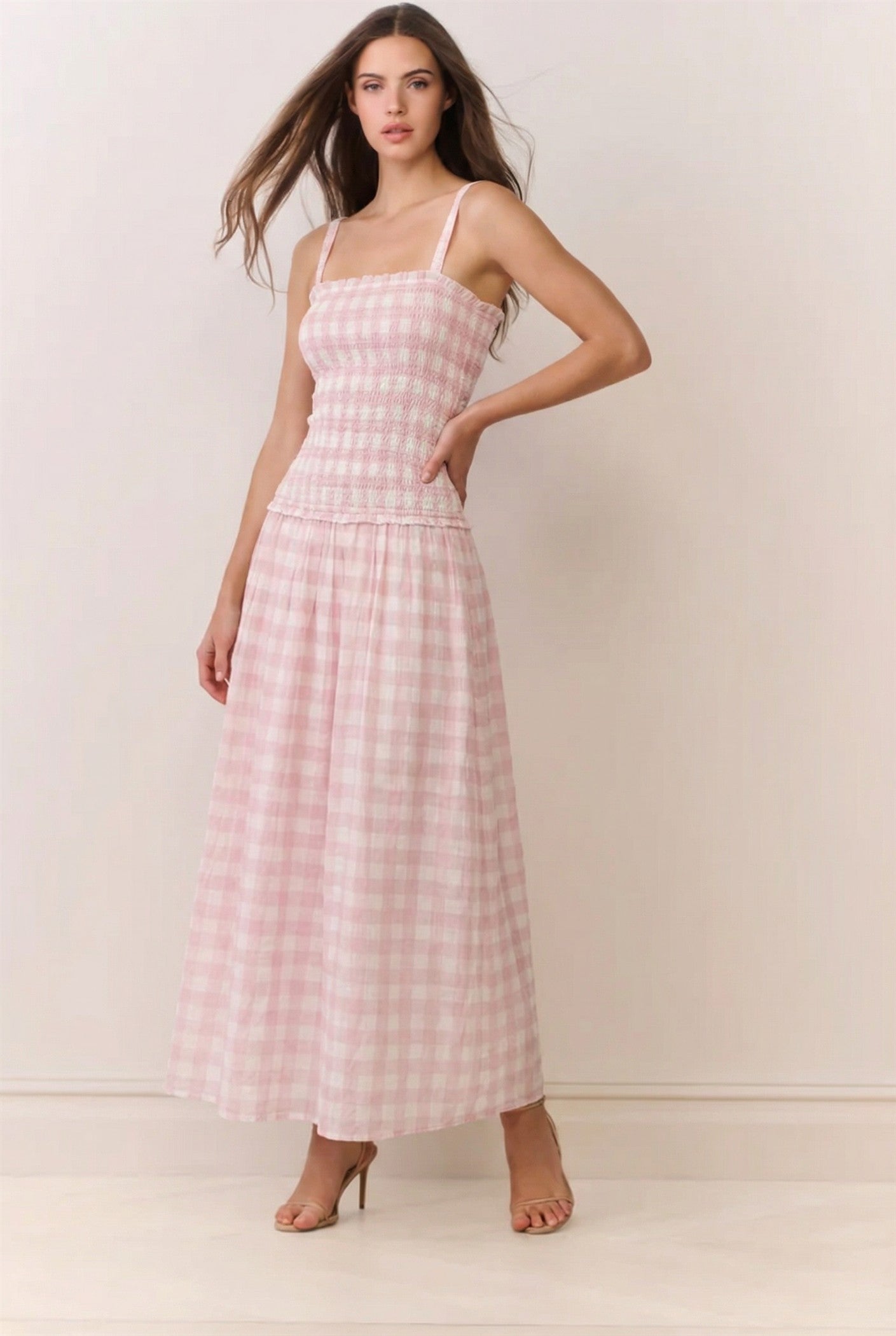 Nantucket Gingham Maxi (Pink)