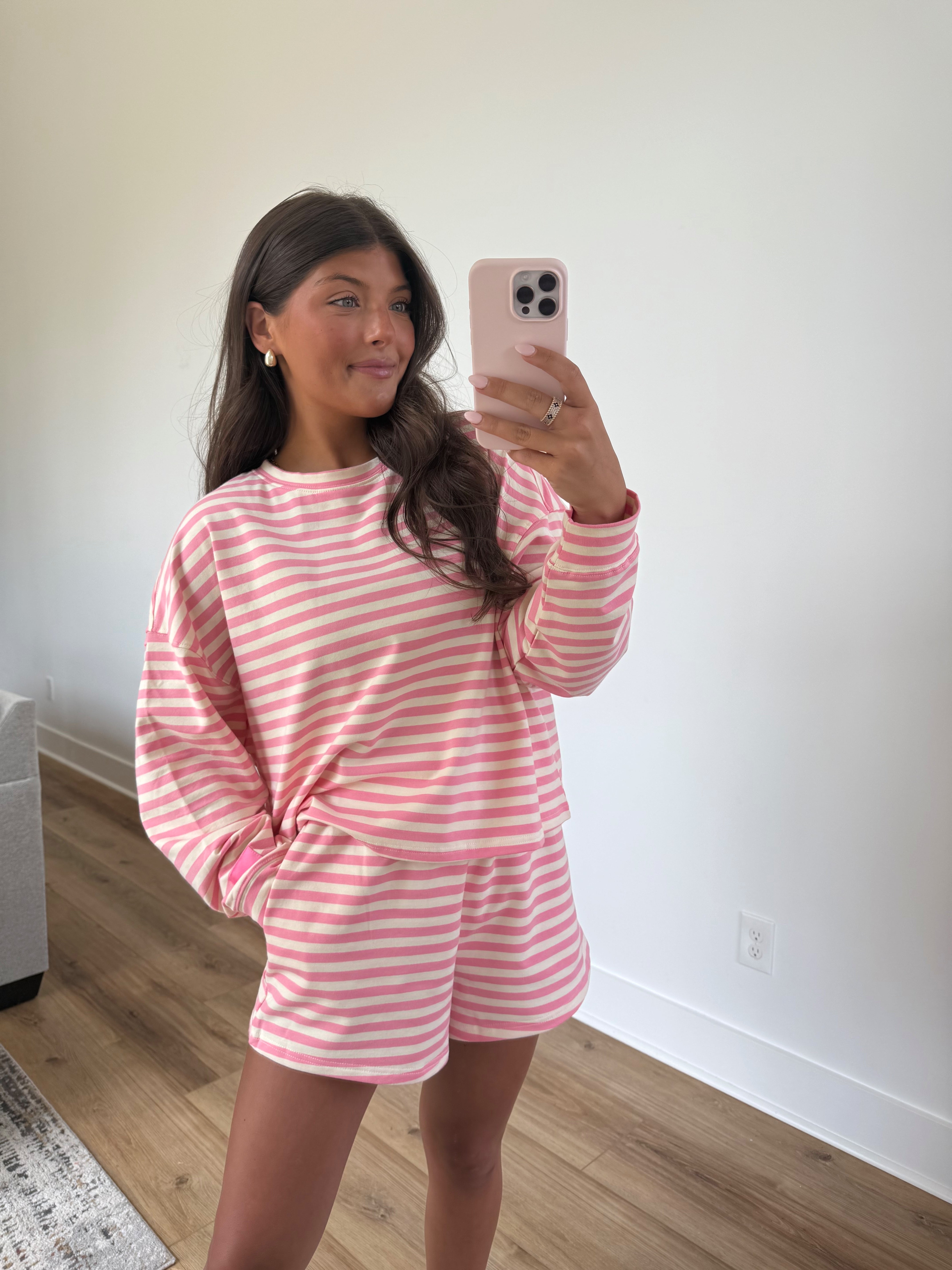 Strawberry Stripe Shorts Set