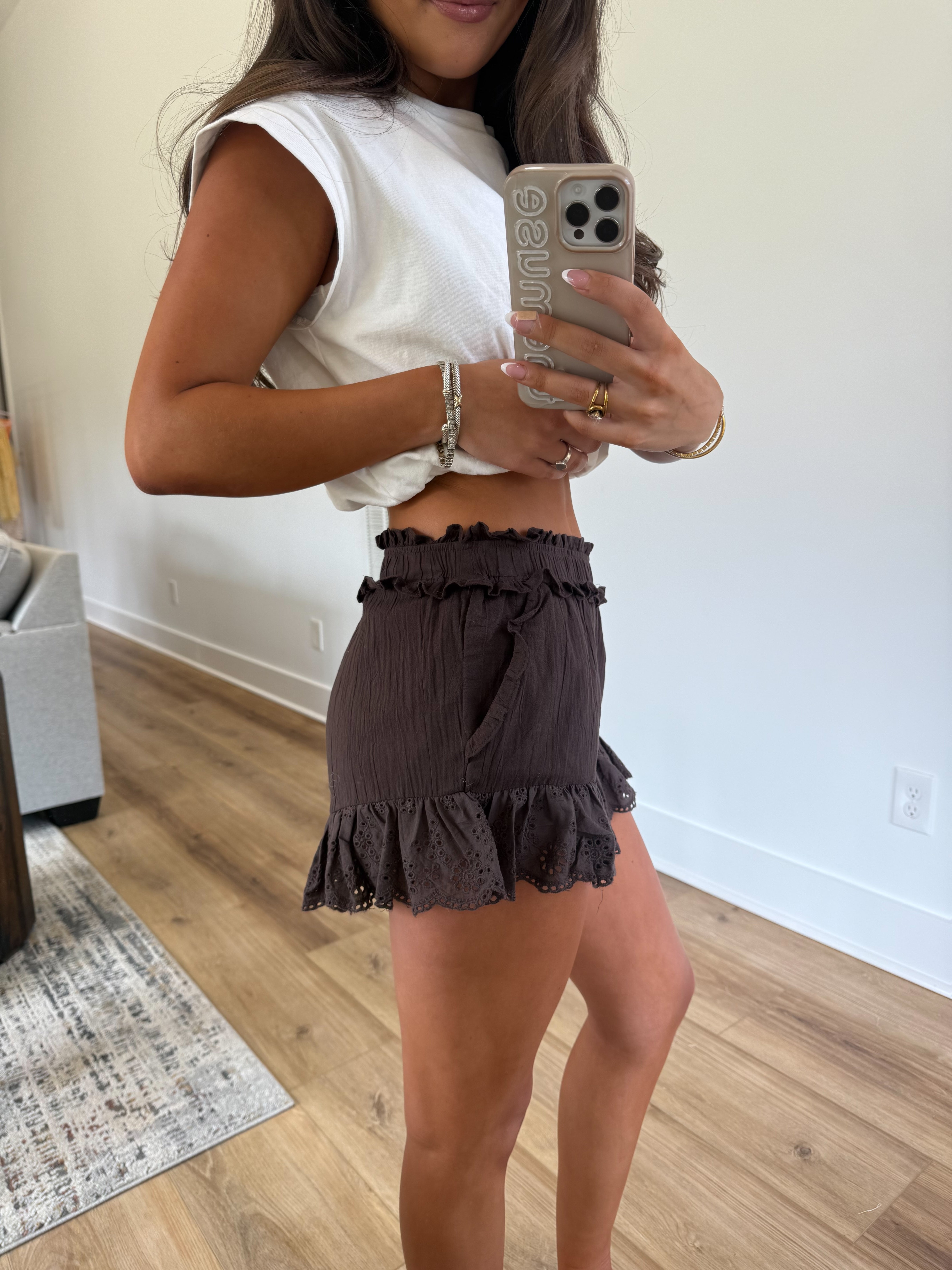 Choclate Ruffle Shorts