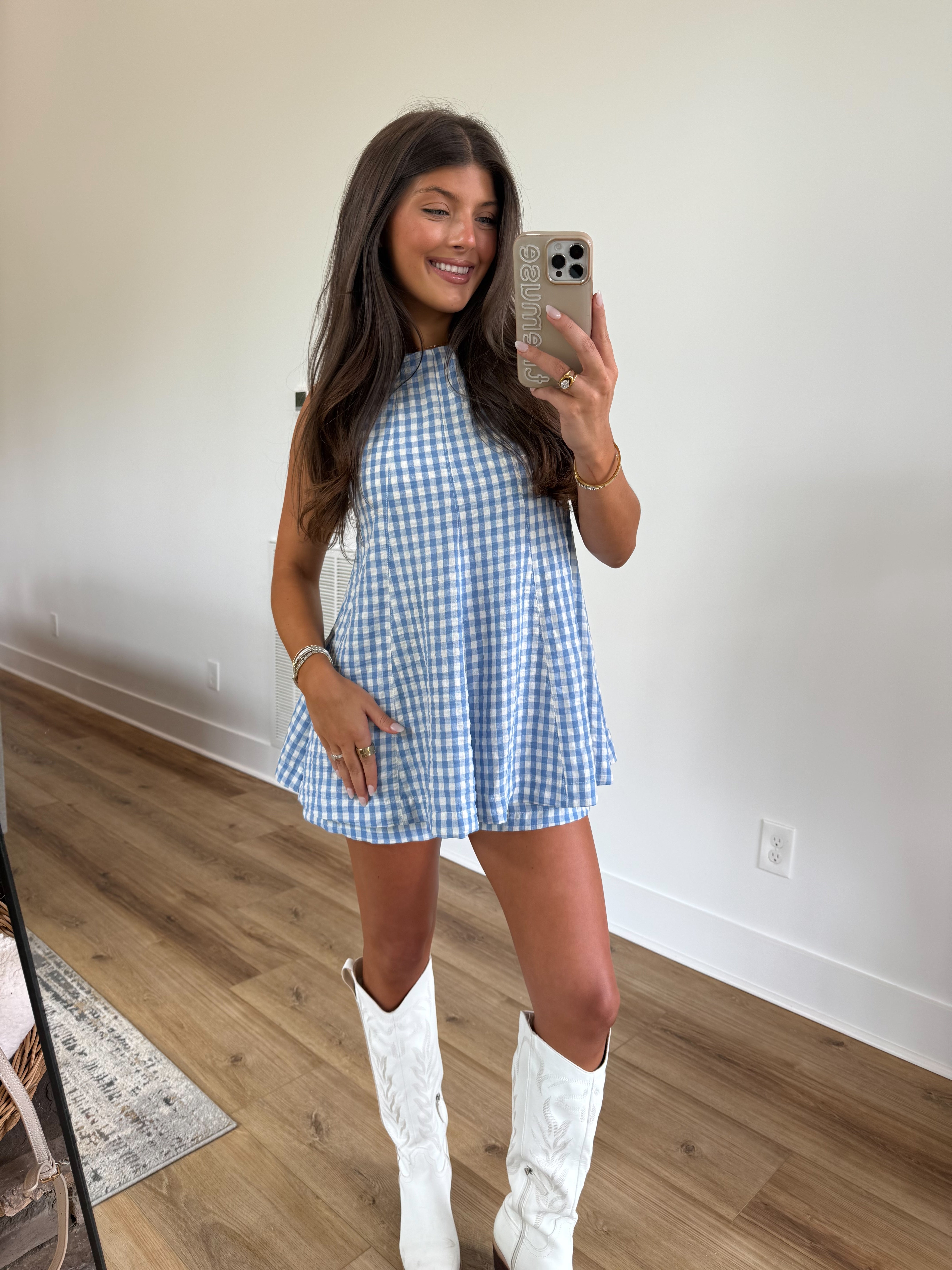 The Bluebell Gingham Romper (PRE-ORDER (1-2 weeks)/ Restock