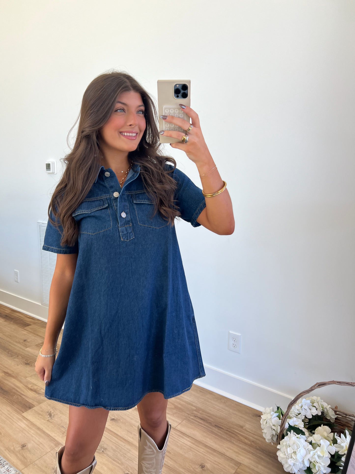 Denim Double Pocket Dress