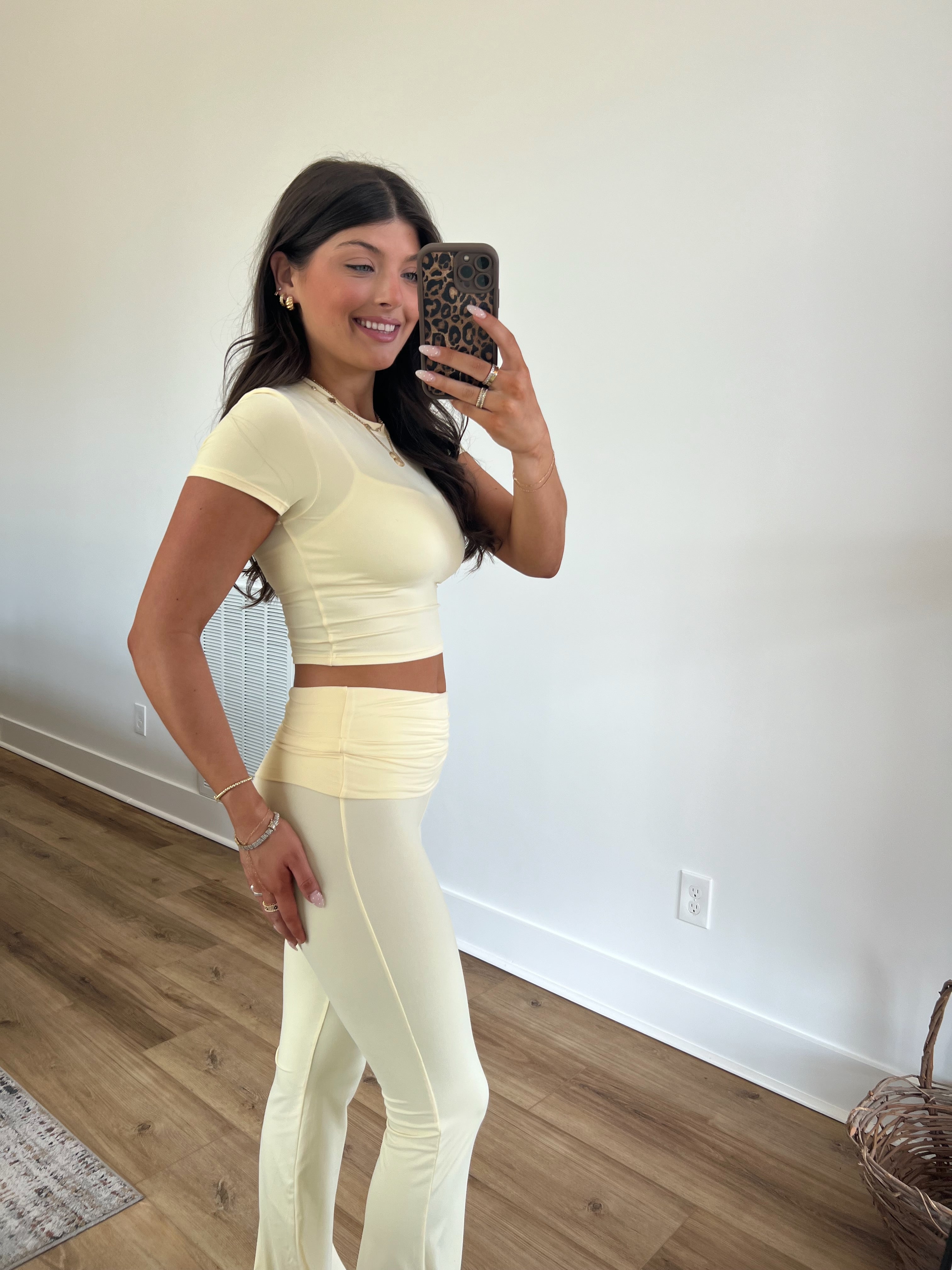 Lemon Butter Soft Foldover Flare Pants Set