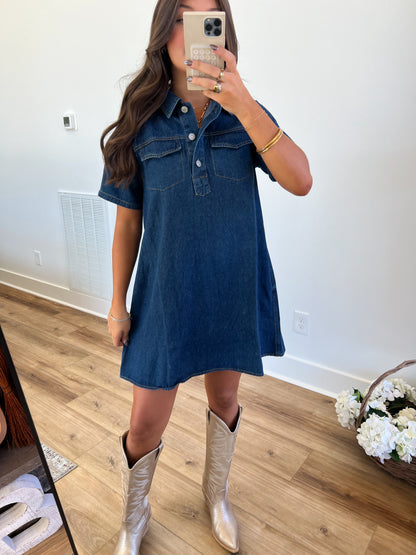 Denim Double Pocket Dress