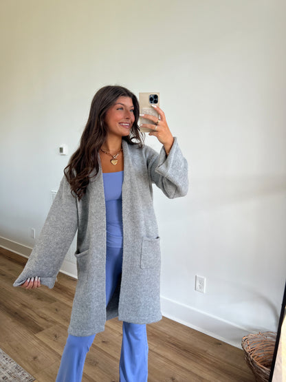 Grey Rolled Edge Cardigan