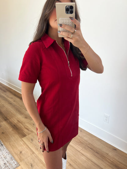 Crimson Denim Dress