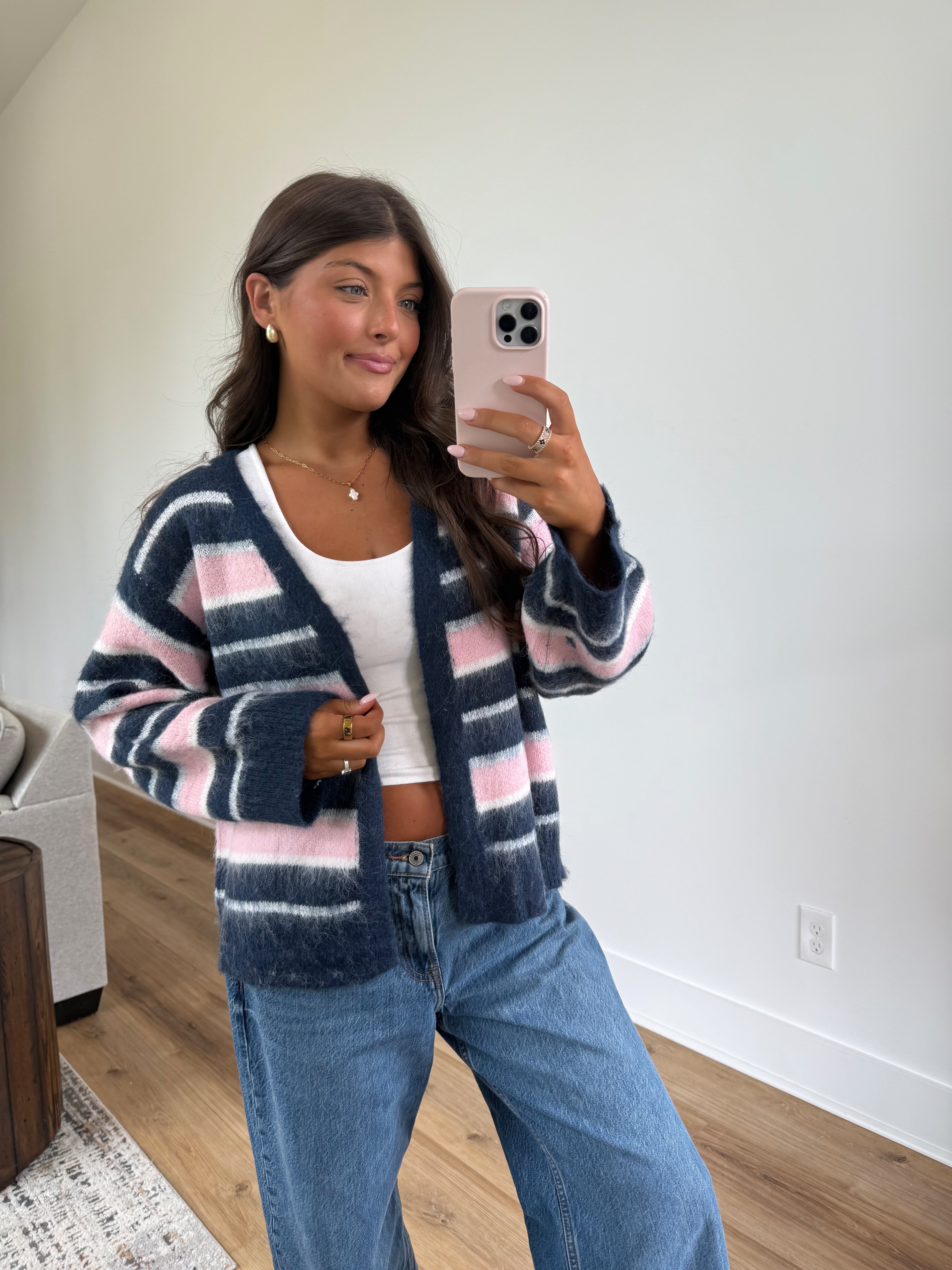 Blush Navy Cozy Cardigan